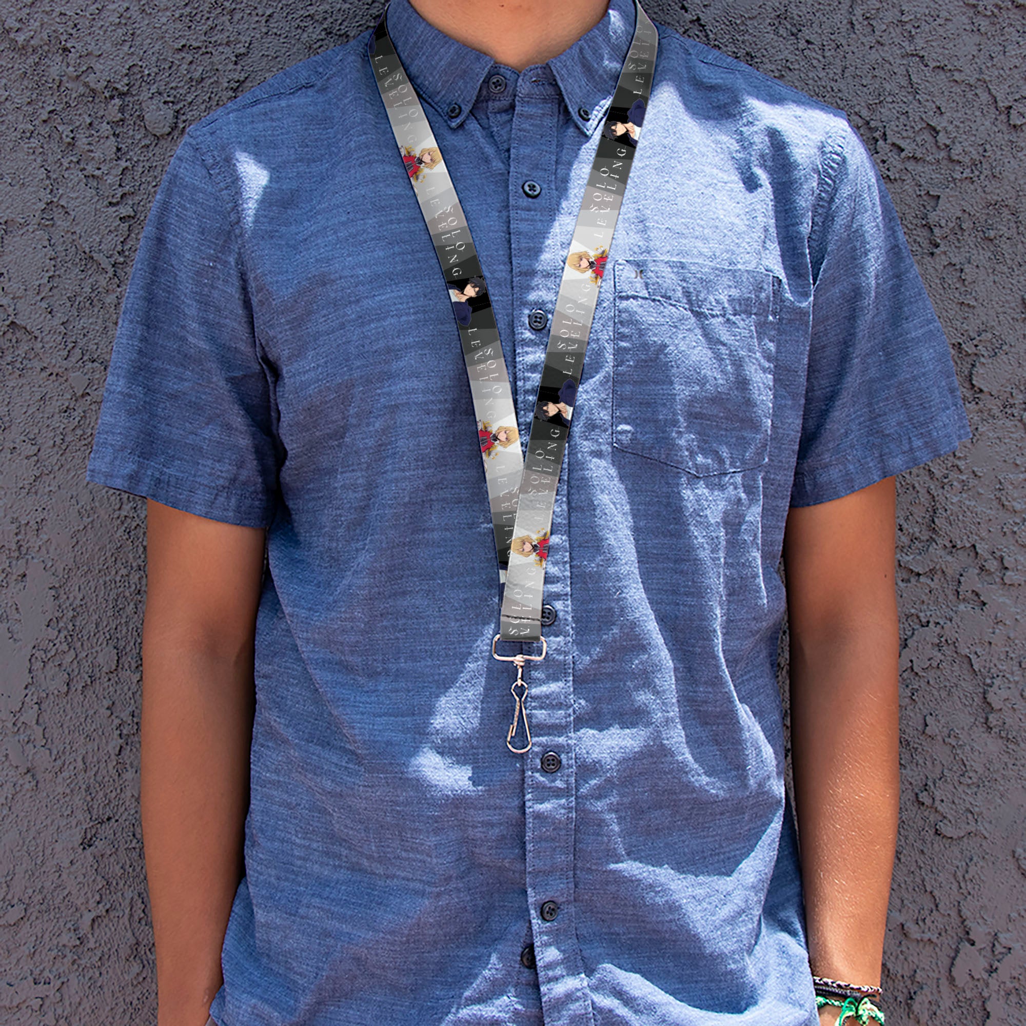 Lanyard - 1.0" - SOLO LEVELING Jinwoo and Hae-In Poses and Title Logo Grays/White Lanyards Crunchyroll