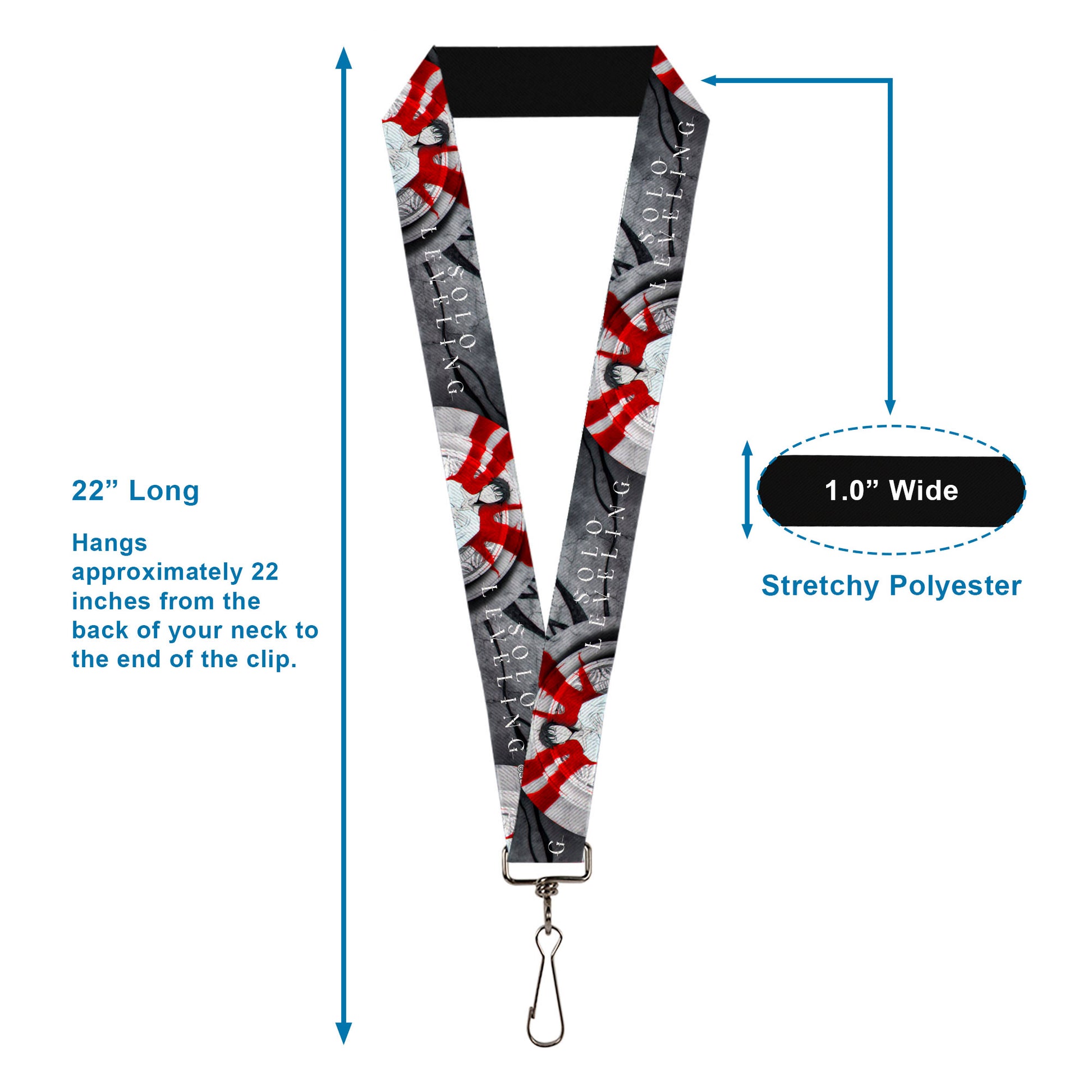 Lanyard - 1.0" - SOLO LEVELING Sung Jinwoo Anime Expo Pose Grays/Red Lanyards Solo Leveling
