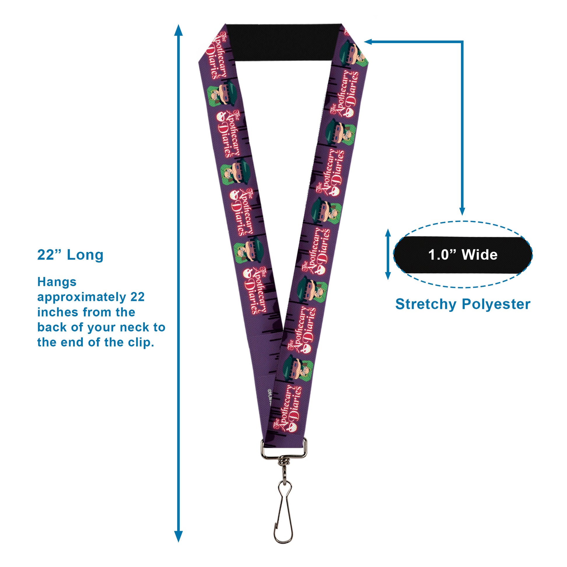 Lanyard - 1.0" - THE APOTHECARY DIARIES Chibi Maomao Pose and Title Logo Purple Lanyards The Apothecary Diaries