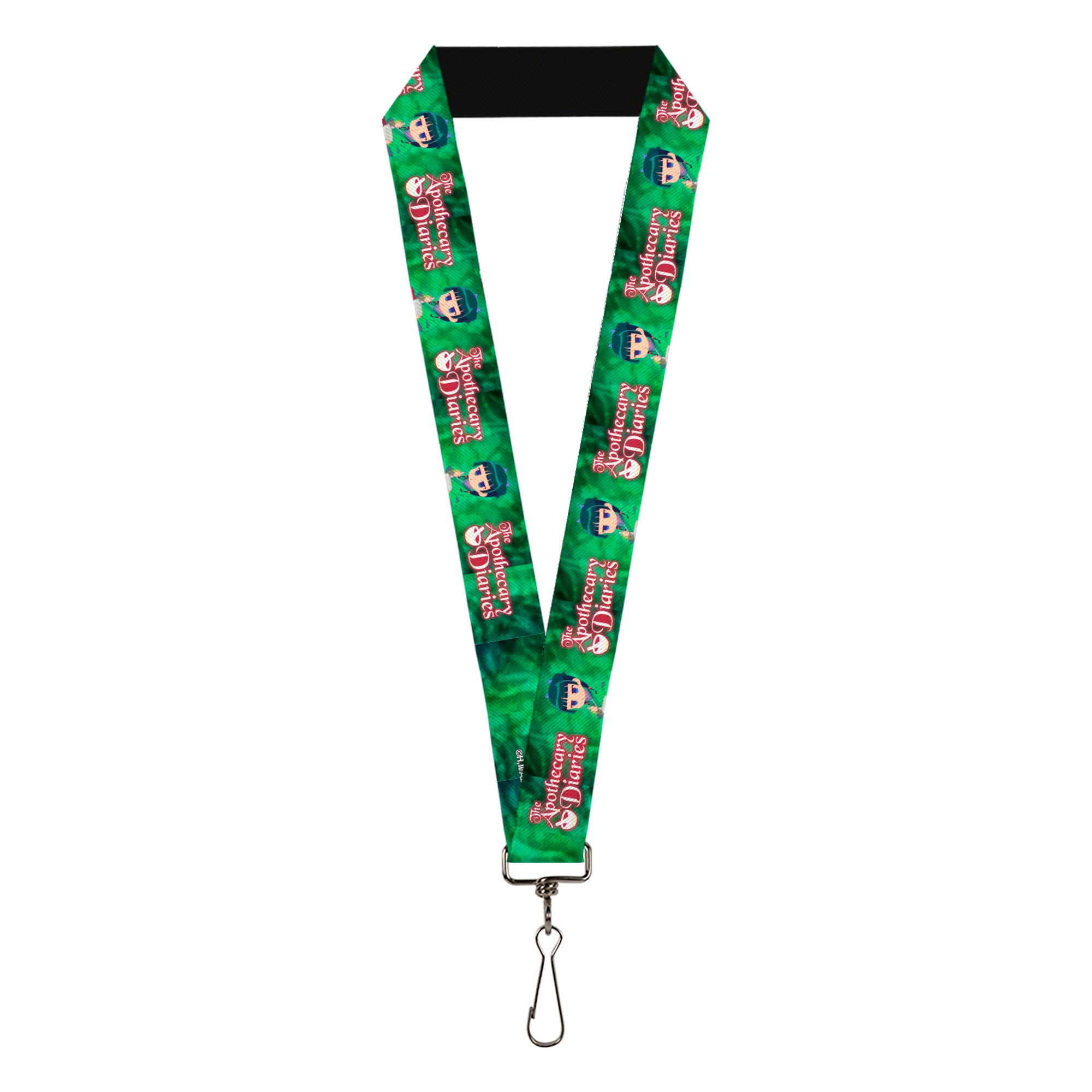 Lanyard - 1.0" - THE APOTHECARY DIARIES Maomao Grinding Pose and Title Logo Greens Lanyards The Apothecary Diaries