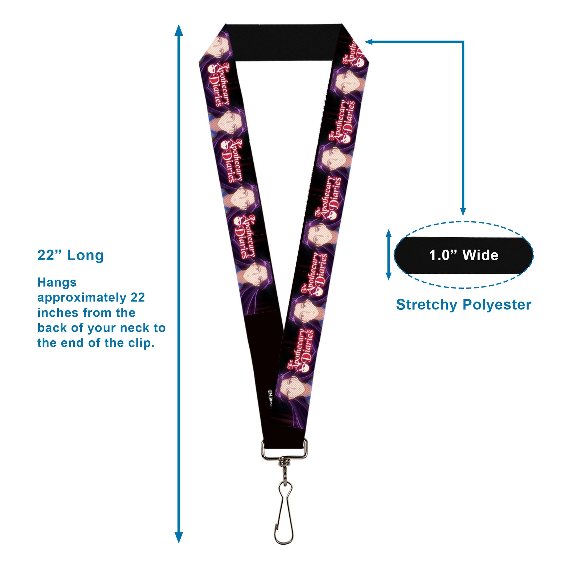 Lanyard - 1.0" - THE APOTHECARY DIARIES Jinshi Pose and Title Logo Black Lanyards The Apothecary Diaries