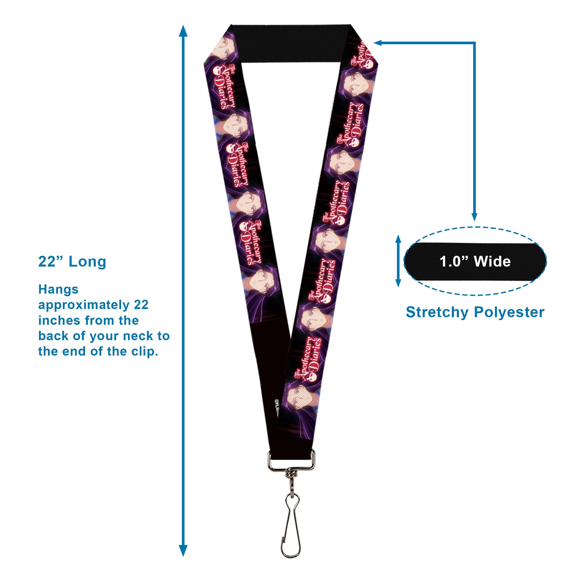 Lanyard - 1.0" - THE APOTHECARY DIARIES Jinshi Pose and Title Logo Black Lanyards The Apothecary Diaries