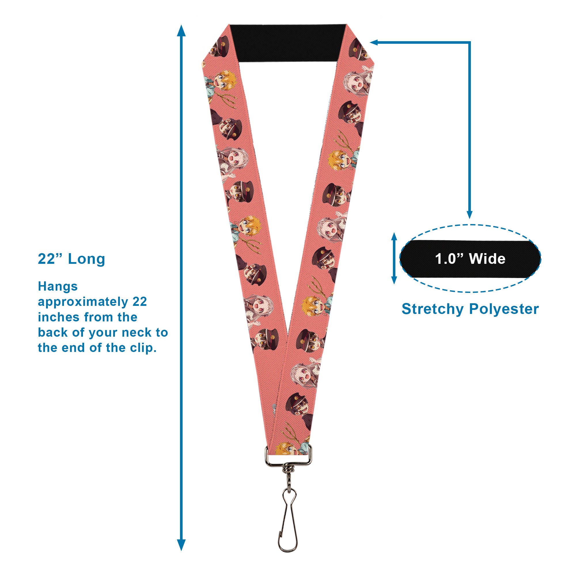 Lanyard - 1.0" - After-School Hanako-Kun Four Character Poses Pink Lanyards After-School Hanako-Kun