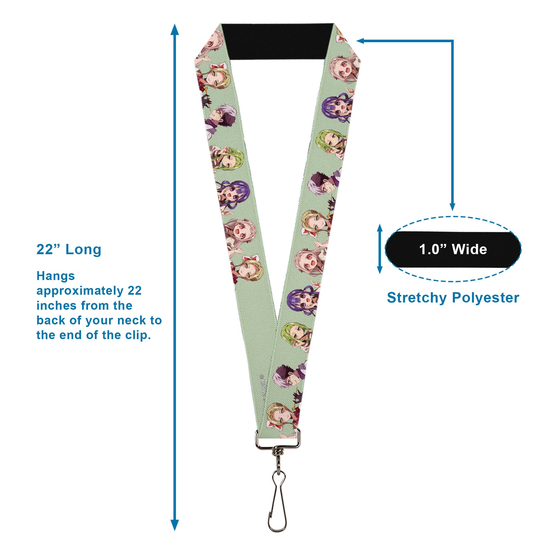 Lanyard - 1.0" - After-School Hanako-Kun Five Character Poses Light Green Lanyards After-School Hanako-Kun