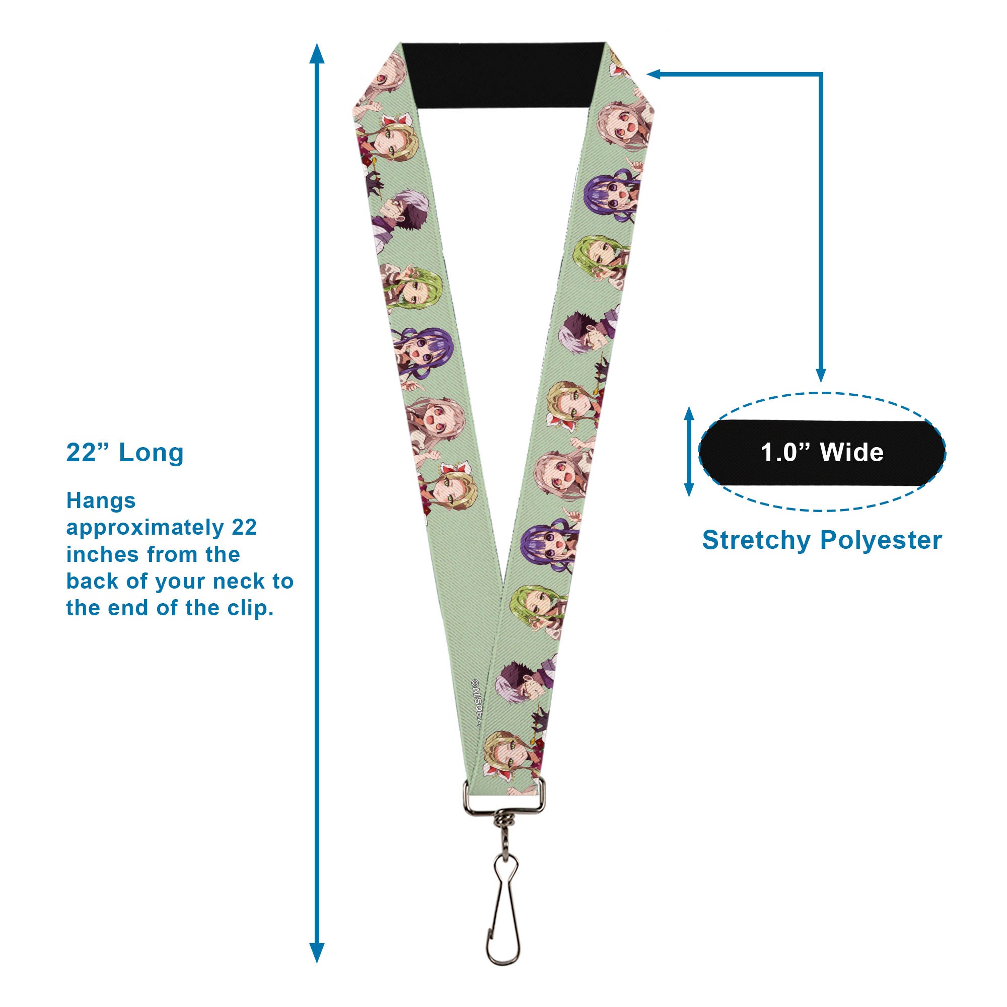 Lanyard - 1.0" - After-School Hanako-Kun Five Character Poses Light Green Lanyards After-School Hanako-Kun