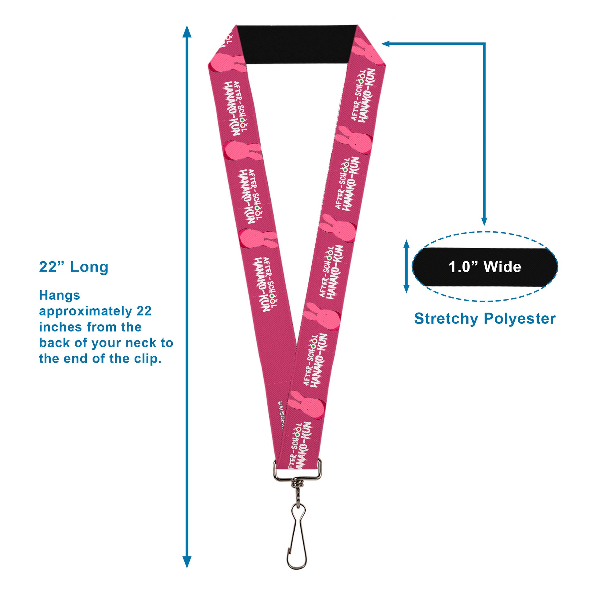 Lanyard - 1.0" - AFTER-SCHOOL HANAKO-KUN Mokke Pose and Title Logo Pink Lanyards After-School Hanako-Kun
