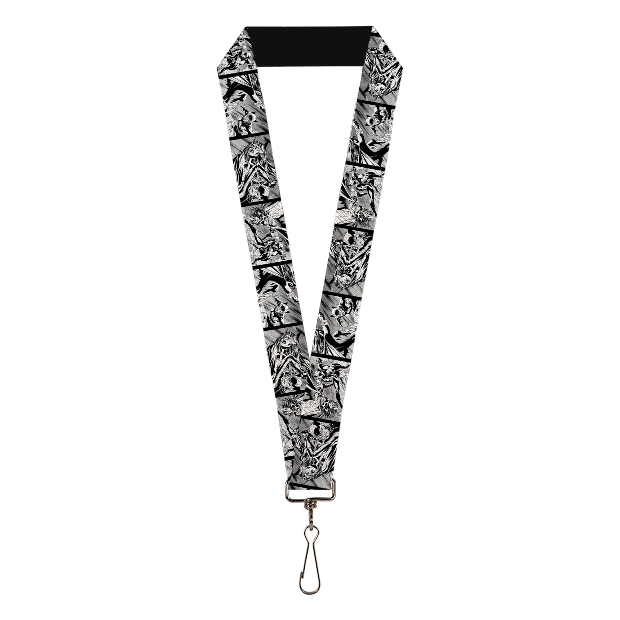 Lanyard - 1.0" - Catwoman Huntress Hush Battle Scene Comic Panels Grays Black Lanyards DC Comics