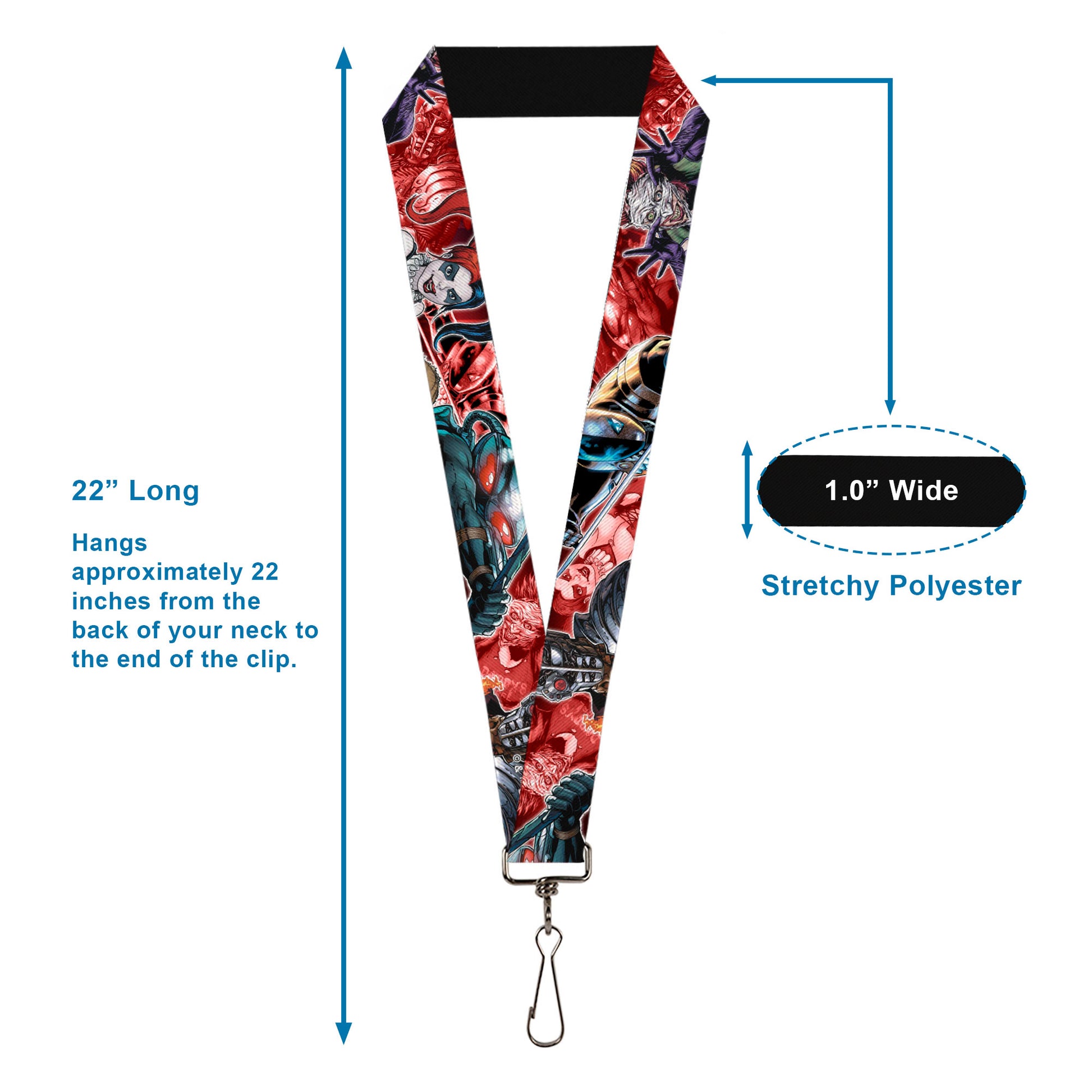 Lanyard - 1.0" - 5-Suicide Squad Villains Group Reds Lanyards DC Comics