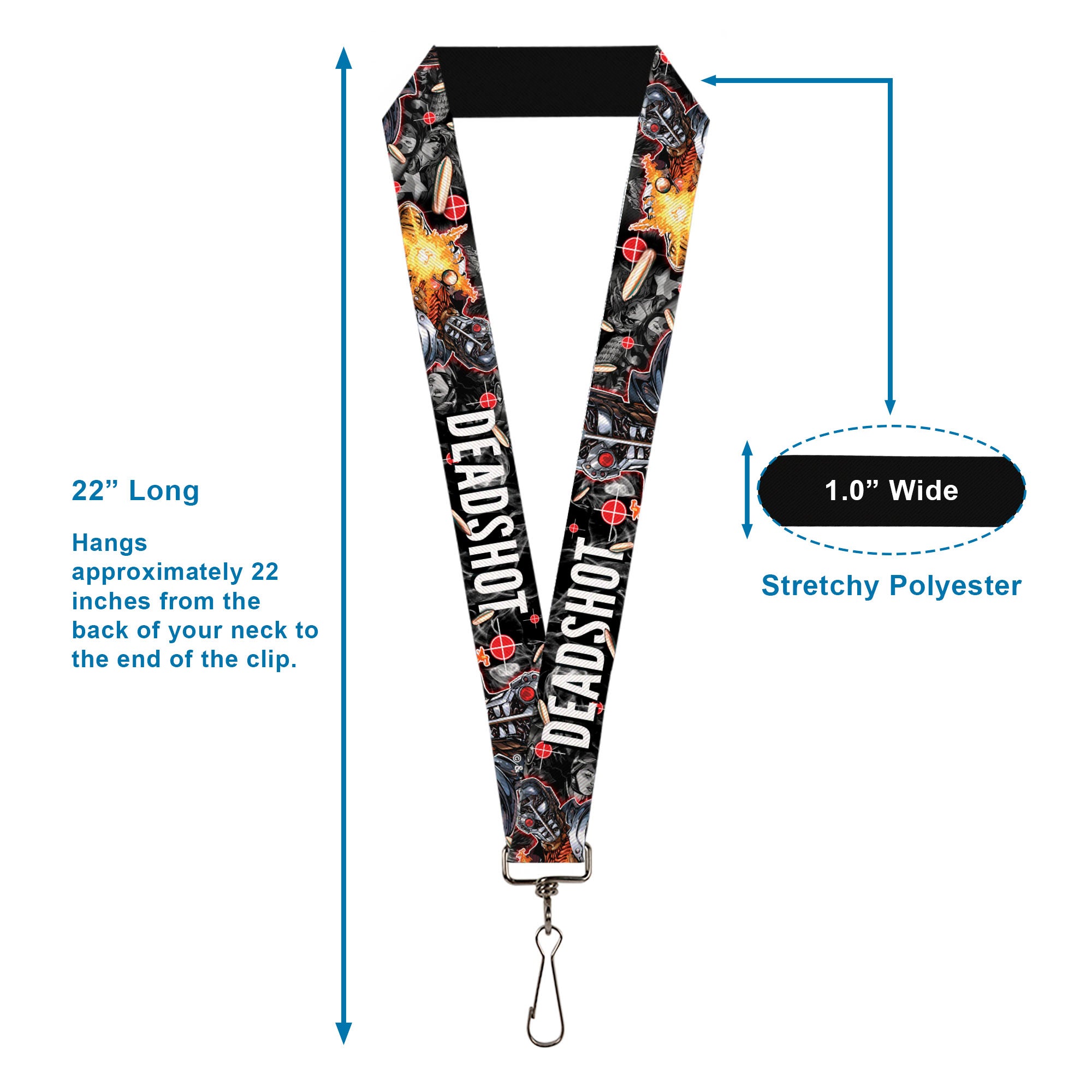 Lanyard - 1.0" - DEADSHOT Face Pose Targets Bullets Lanyards DC Comics