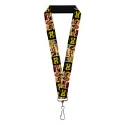 Lanyard - 1.0" - Vintage DC Comics Superhero and Logos Collage Black Lanyards DC Comics