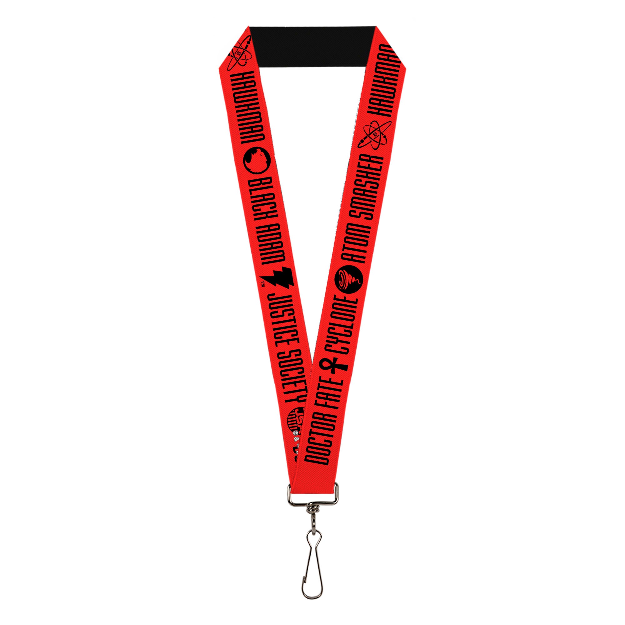 Lanyard - 1.0" - Black Adam JUSTICE SOCIETY Icons and Text Red/Black Lanyards DC Comics