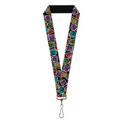 Lanyard - 1.0" - Dungeons & Dragons Dice Collage Black/Multi Color Lanyards Dungeons & Dragons