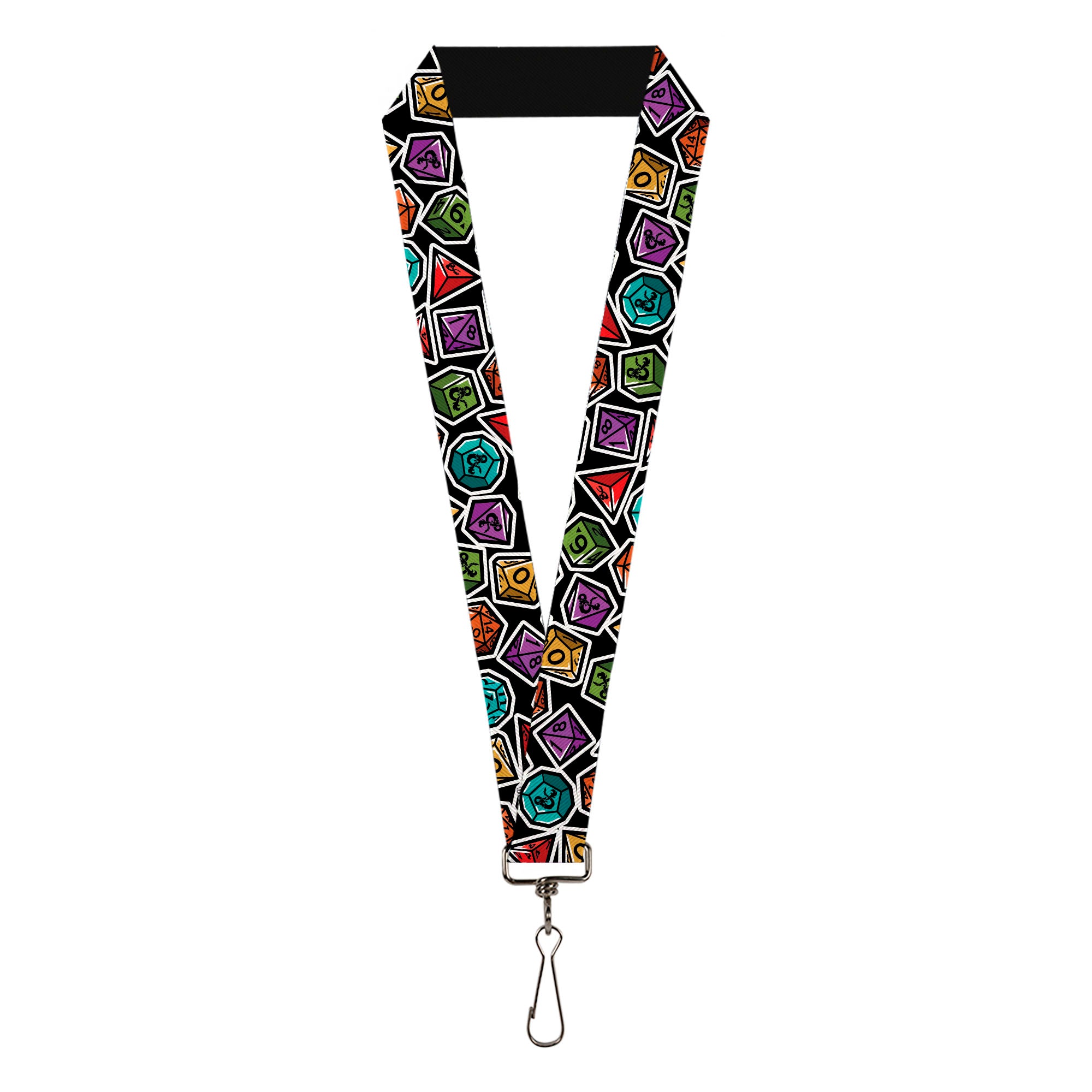 Lanyard - 1.0" - Dungeons & Dragons Dice Collage Black/Multi Color Lanyards Dungeons & Dragons