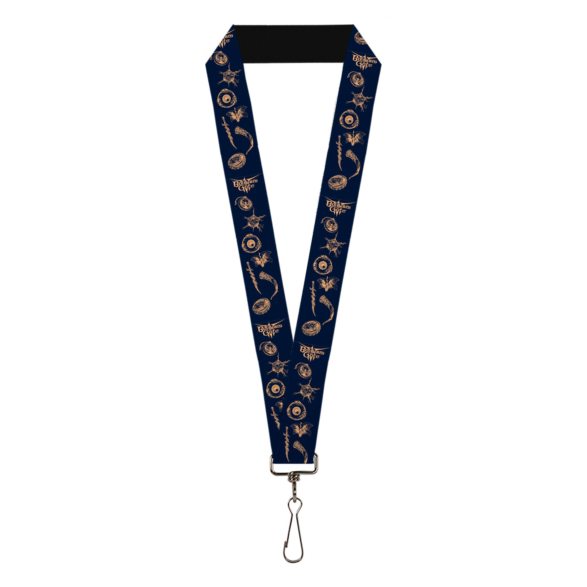 Lanyard - 1.0" - BALDUR'S GATE III Title Logo and Icons Blue/Tan Lanyards Baldur's Gate III