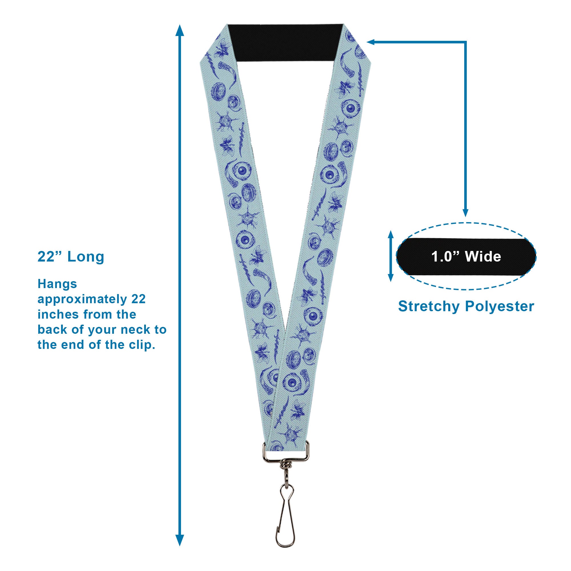 Lanyard - 1.0" - BALDUR'S GATE III Title Logo and Icons Blues Lanyards Baldur's Gate III