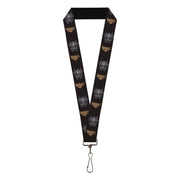 Lanyard - 1.0" - BALDUR'S GATE III Title Logo and Mind Flayer Icon Black/Grays/Tan Lanyards Baldur's Gate III