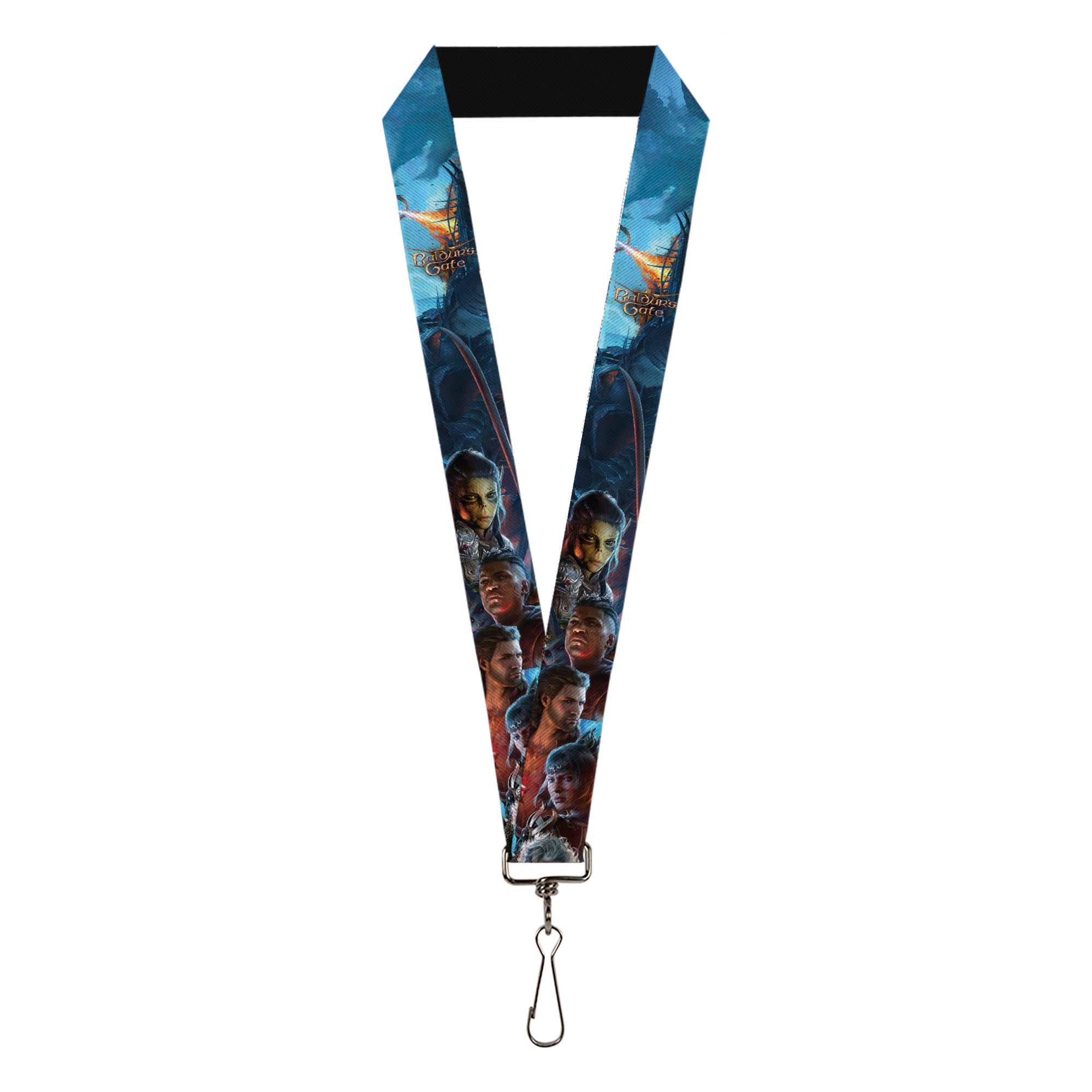 Lanyard - 1.0" - BALDUR'S GATE III Group Pose Scenes and Title Logo Grays Lanyards Baldur's Gate III