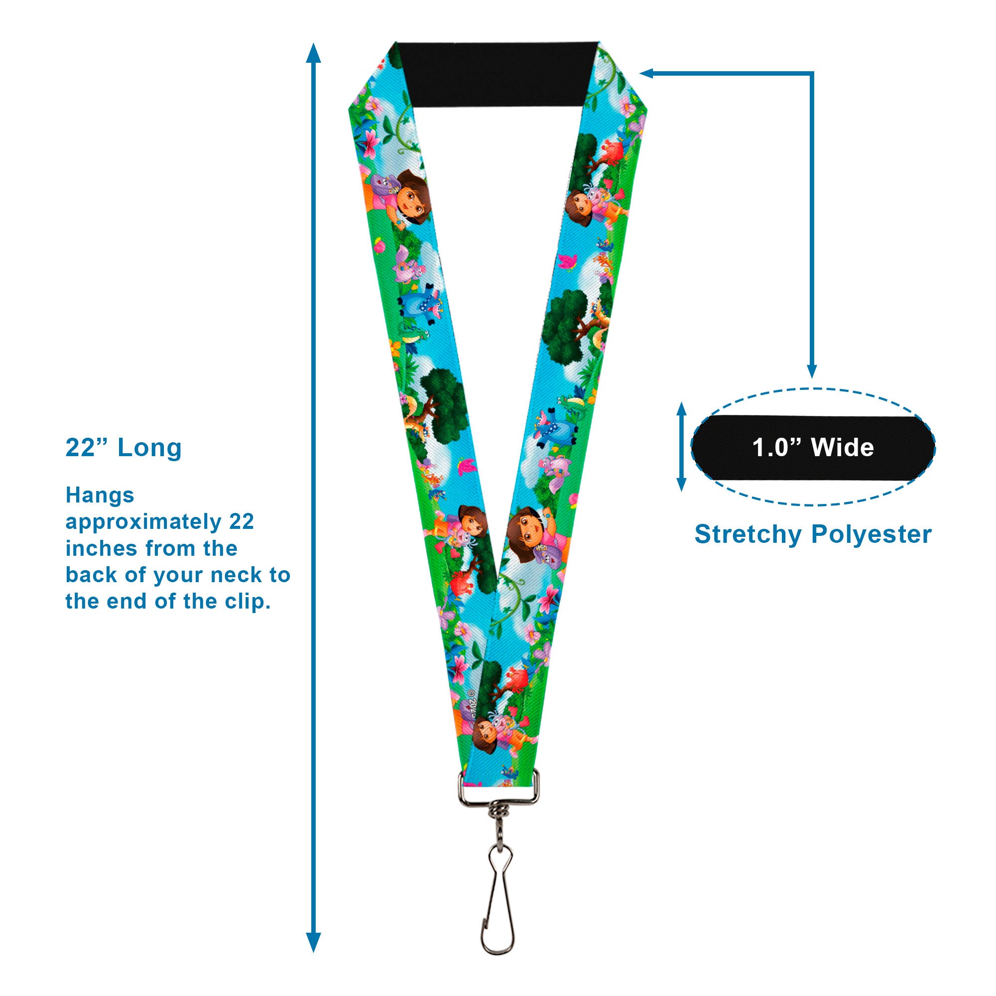 Lanyard - 1.0" - Dora Running & Animal Friends Outdoors Lanyards Dora the Explorer