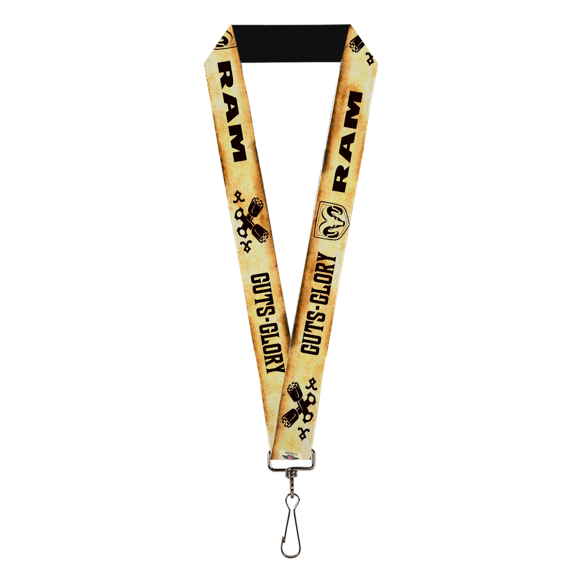 Lanyard - 1.0" - RAM Logo Pistons GUTS-GLORY Weathered Chocolate Brown Lanyards Ram