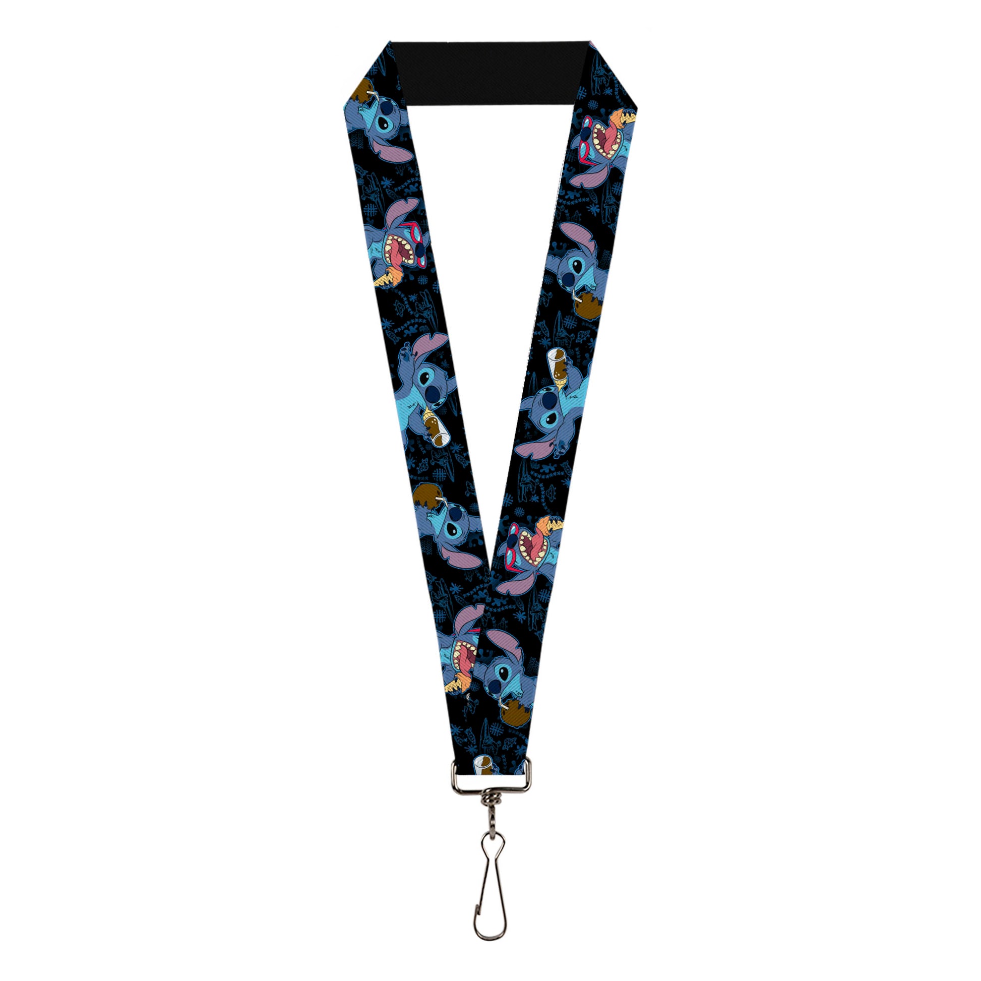Lanyard - 1.0" - Stitch Snacking Poses Black/Blue Lanyards Disney