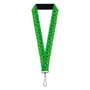 Lanyard - 1.0" - Elf Buddy the Elf Silhouette Poses Greens White Yellow Lanyards Elf