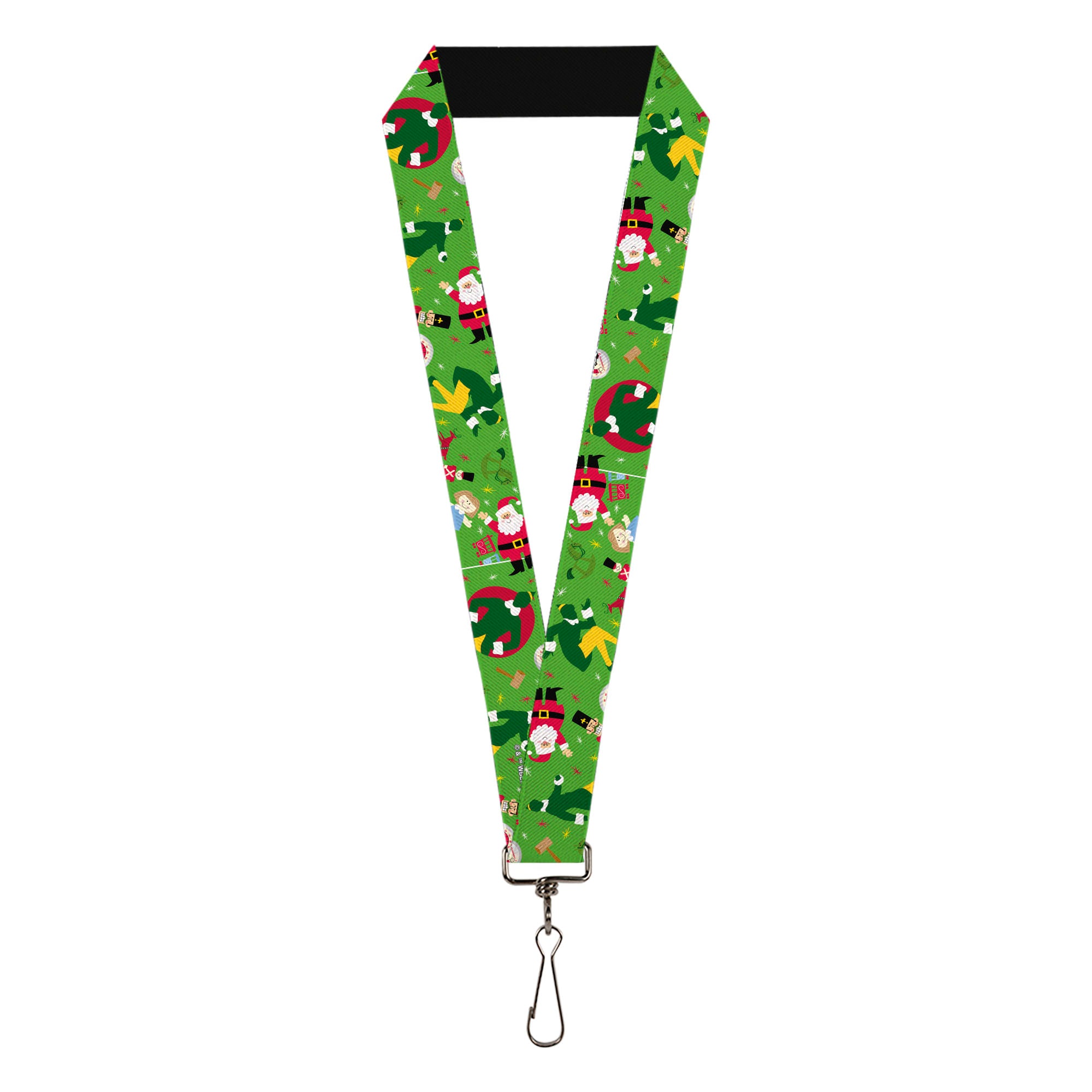 Lanyard - 1.0" - Elf Buddy the Elf Silhouette Poses and Holiday Icons Green/Multi Color Lanyards Elf