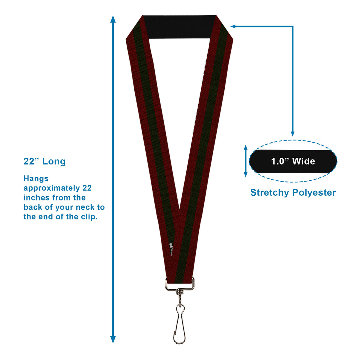 Lanyard - 1.0" - A Nightmare on Elm Street Freddy Krueger Sweater Stripe Reds/Greens Lanyards A Nightmare on Elm Street