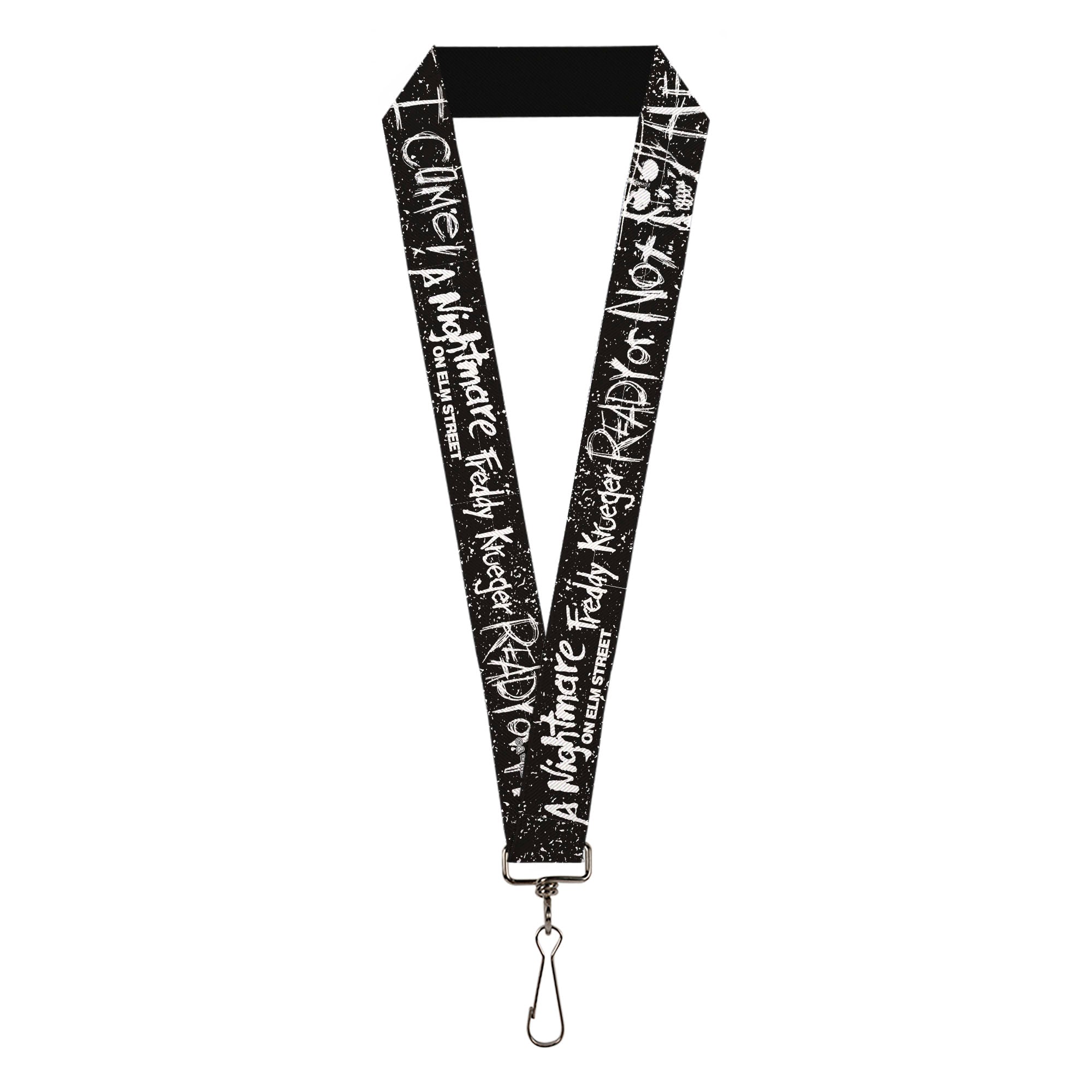 Lanyard - 1.0" - A NIGHTMARE ON ELM ST READY OR NOT Freddy Scribbles Black/White Lanyards A Nightmare on Elm Street