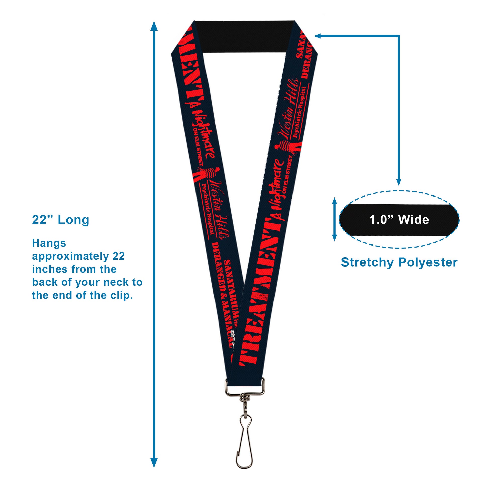 Lanyard - 1.0" - A Nightmare on Elm Street Asylum Icons Collage Black/Red Lanyards A Nightmare on Elm Street