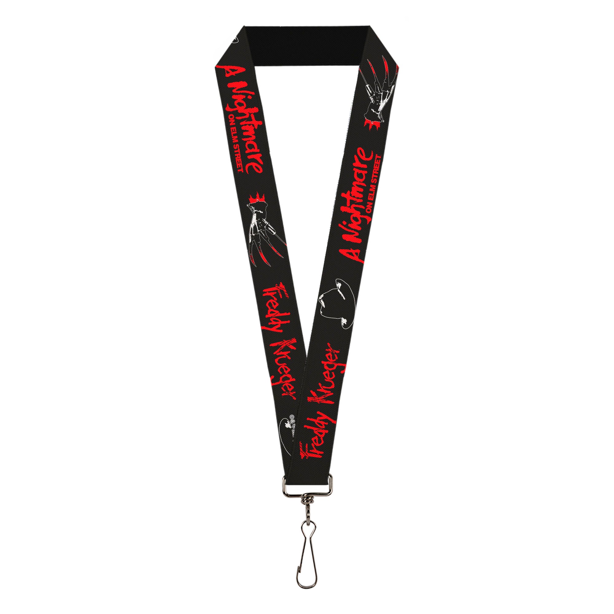 Lanyard - 1.0" - A NIGHTMARE ON ELM STREET Freddy Icons and Title Logo Black/Red/Whte Lanyards A Nightmare on Elm Street