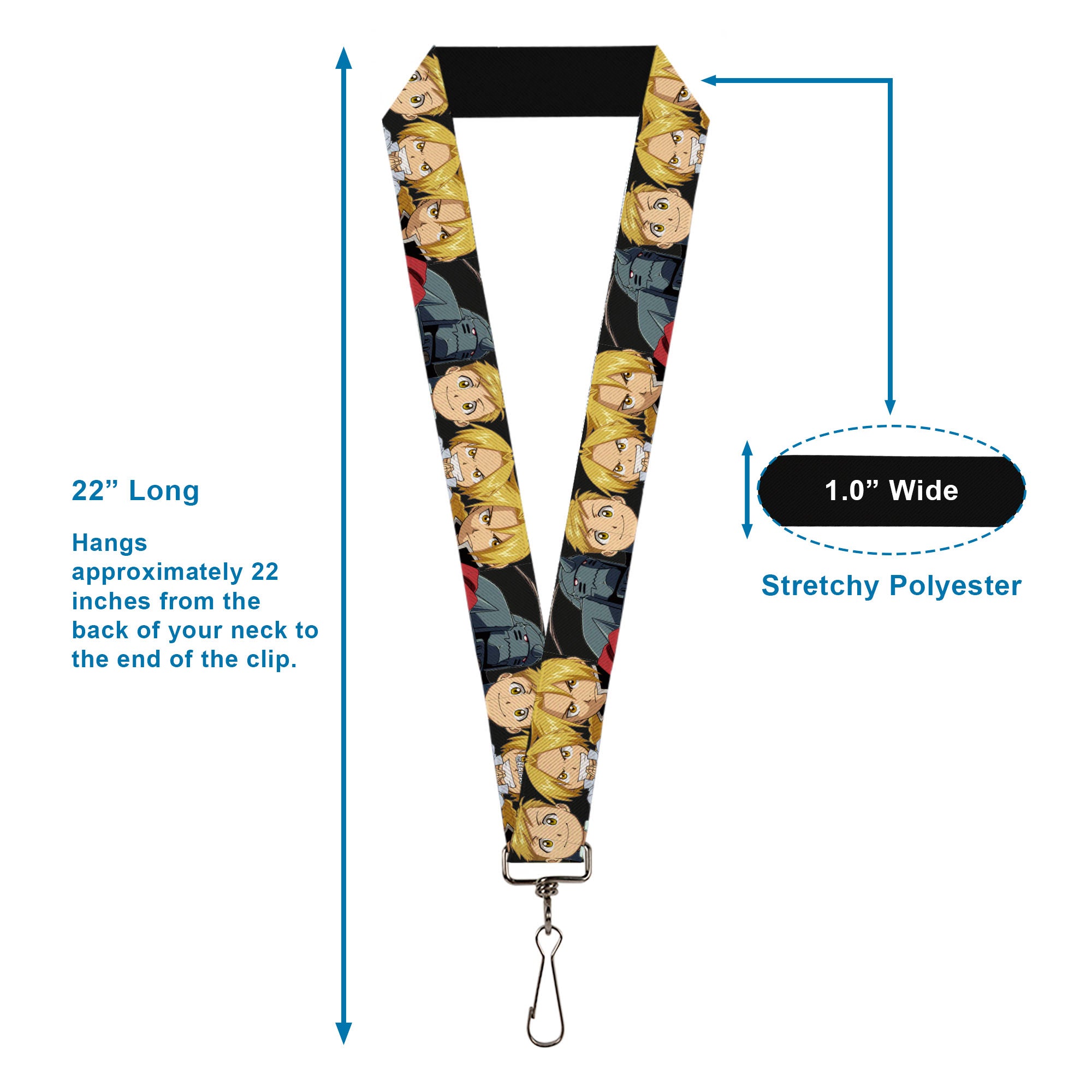 Lanyard - 1.0" - Fullmetal Alchemist Brotherhood Elric Brothers Face Close-Up Lanyards Fullmetal Alchemist