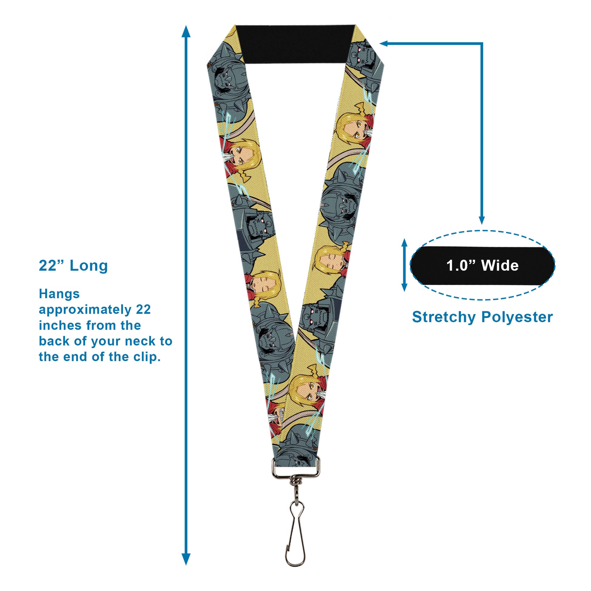 Lanyard - 1.0" - Fullmetal Alchemist Brotherhood Chibi Elric Brothers Pose Yellow Lanyards Fullmetal Alchemist
