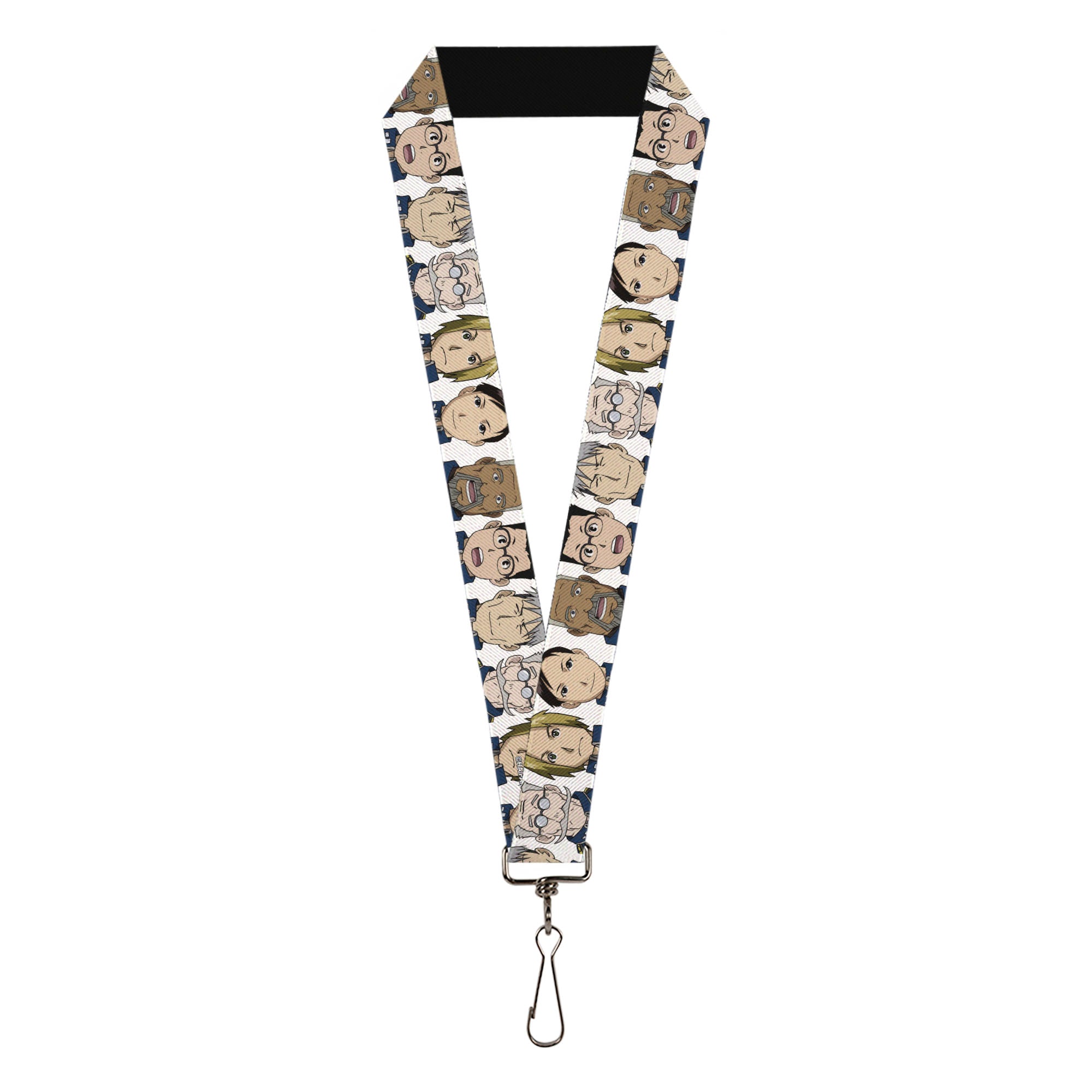 Lanyard - 1.0" - Fullmetal Alchemist Brotherhood Central Forces Military Personnel Faces White Lanyards Fullmetal Alchemist