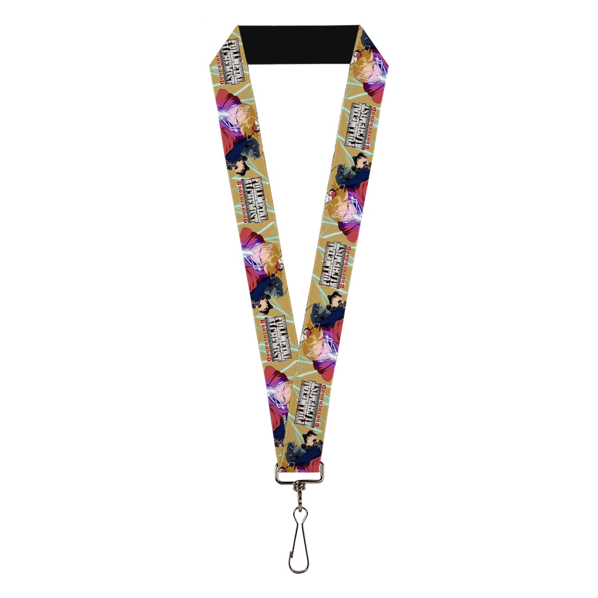 Lanyard - 1.0" - Fullmetal Alchemist Brotherhood Elric Brothers and Roy Mustang Pose Yellows Lanyards Fullmetal Alchemist