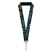 Lanyard - 1.0" - Fantastic Beasts The Crimes of Grindelwald NIFFLER Gold Coin Pose NS Monogam Blues Gold Lanyards Fantastic Beasts and Where to Find Them