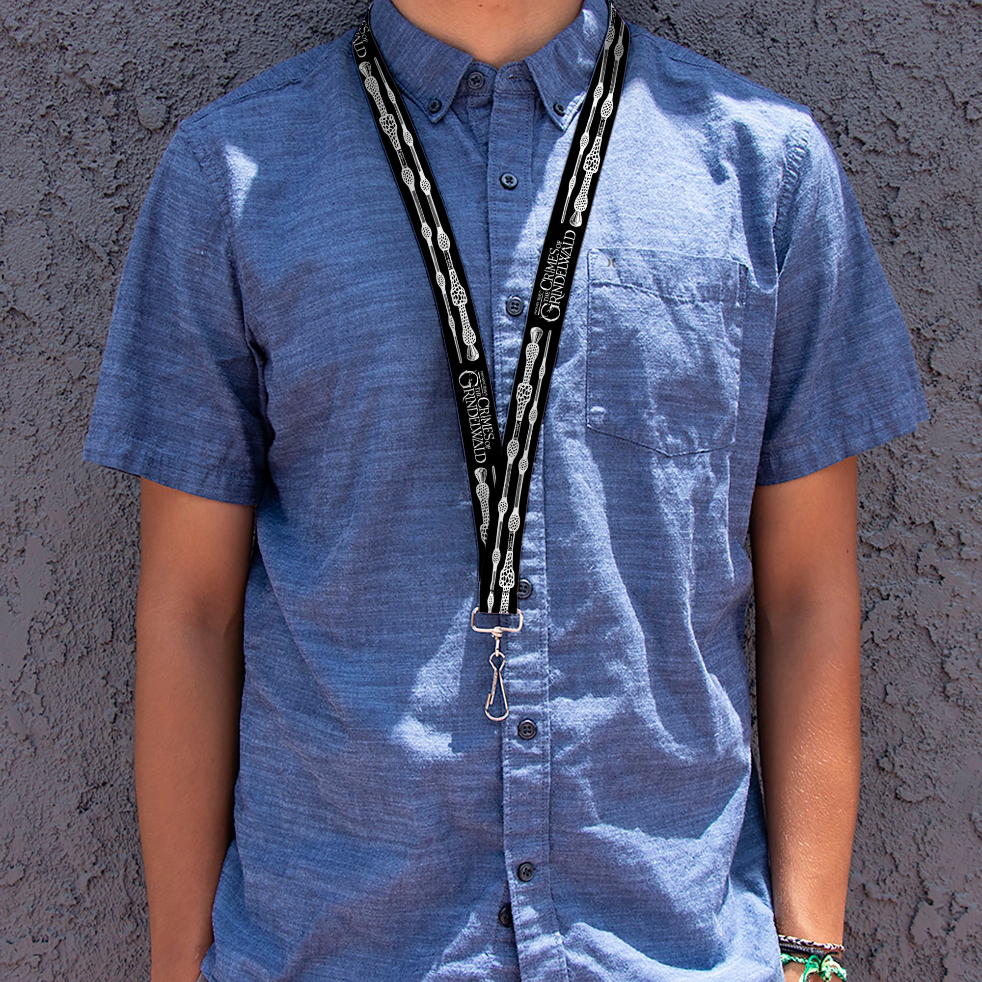 Lanyard - 1.0" - FANTASTIC BEASTS THE CRIMES OF GRINDELWALD Elder Wand Flip Black White Lanyards Fantastic Beasts and Where to Find Them