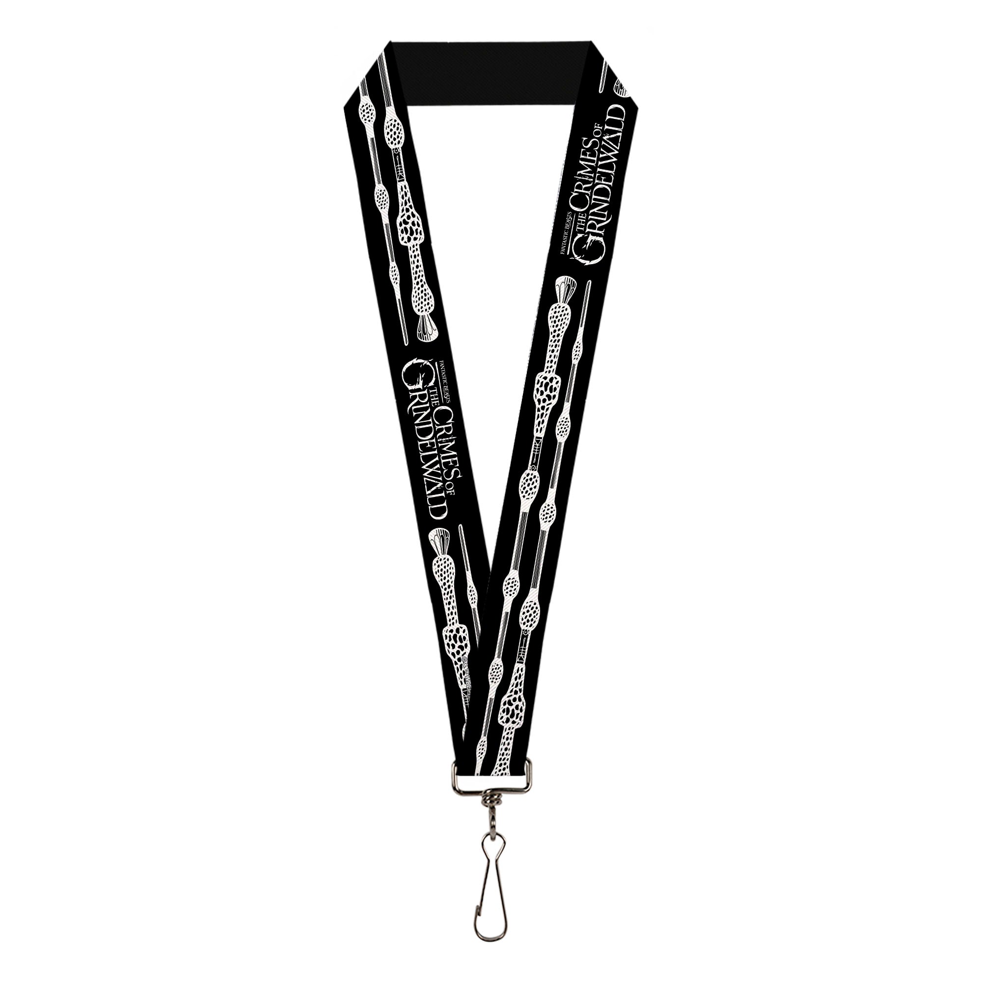 Lanyard - 1.0" - FANTASTIC BEASTS THE CRIMES OF GRINDELWALD Elder Wand Flip Black White Lanyards Fantastic Beasts and Where to Find Them