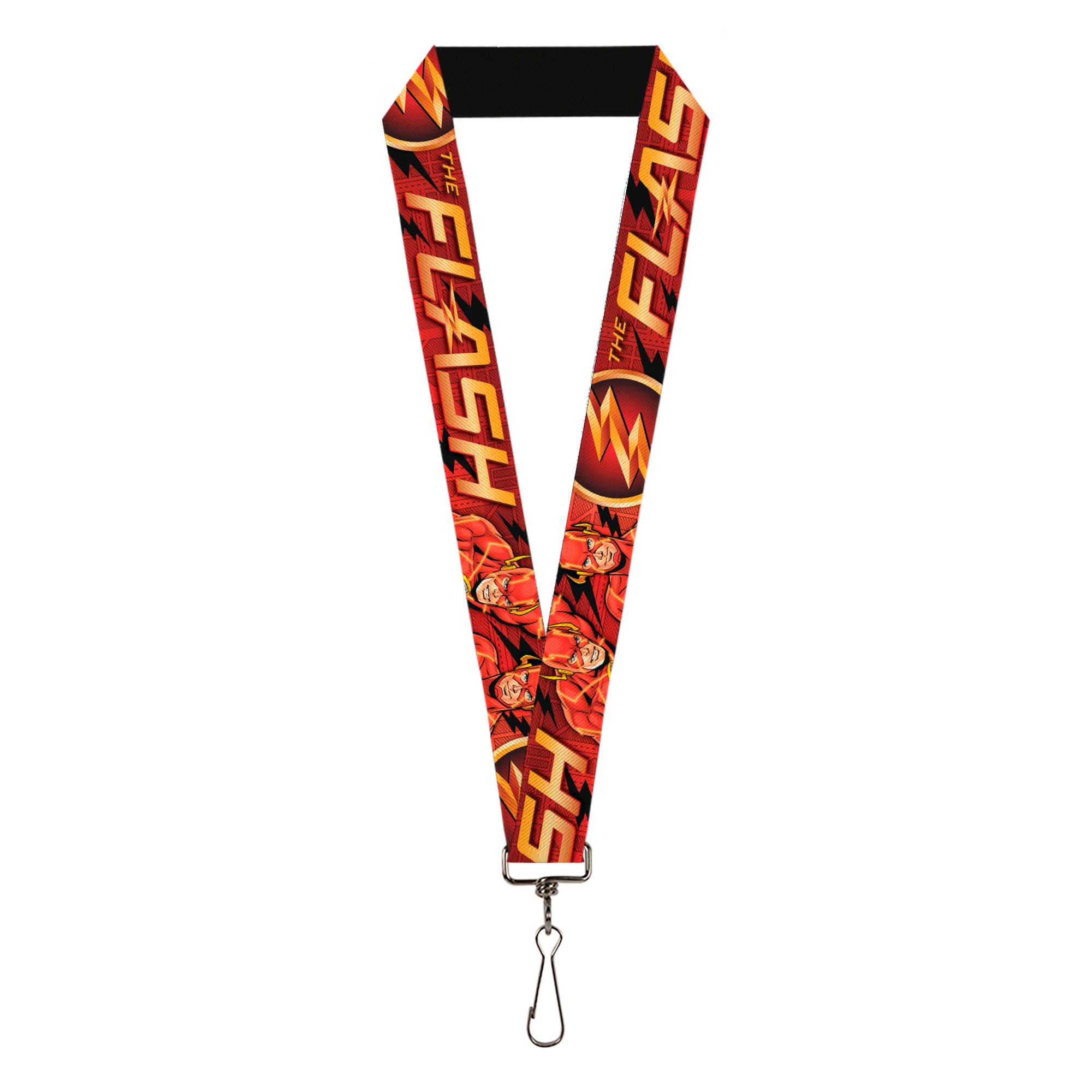 Lanyard - 1.0" - THE FLASH Logo3 Poses Black Red Gold Lanyards DC Comics