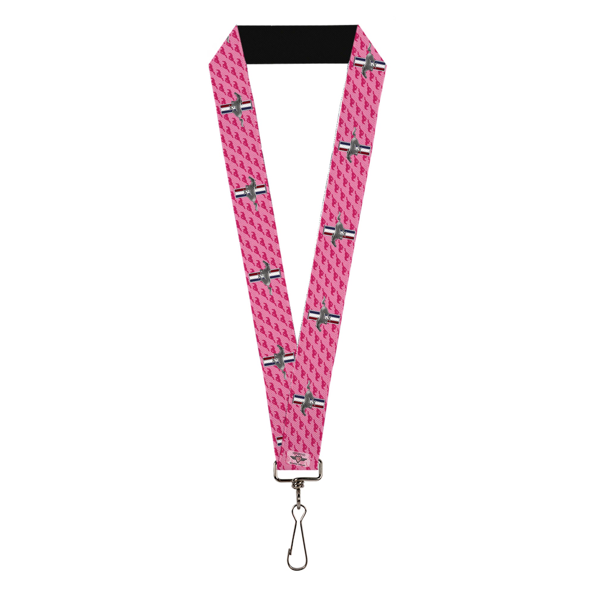 Lanyard - 1.0" - Ford Mustang w Bars w Text PINK REPEAT Lanyards Ford