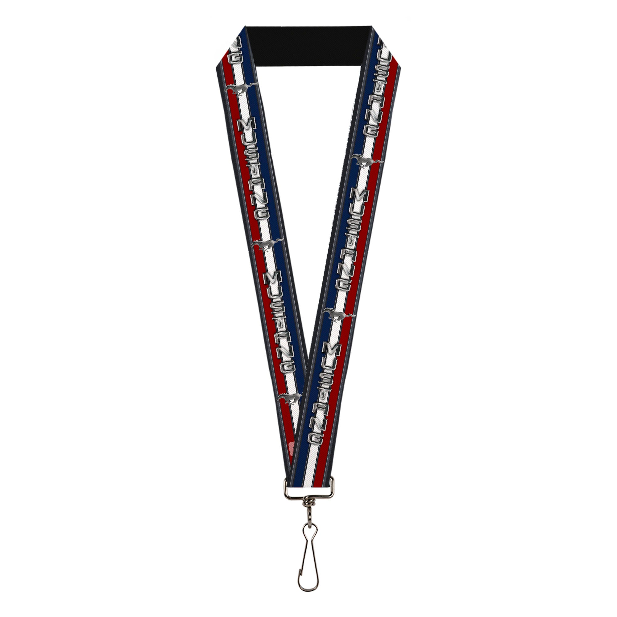 Lanyard - 1.0" - Mustang Text w Tri-Bar Stripe Lanyards Ford