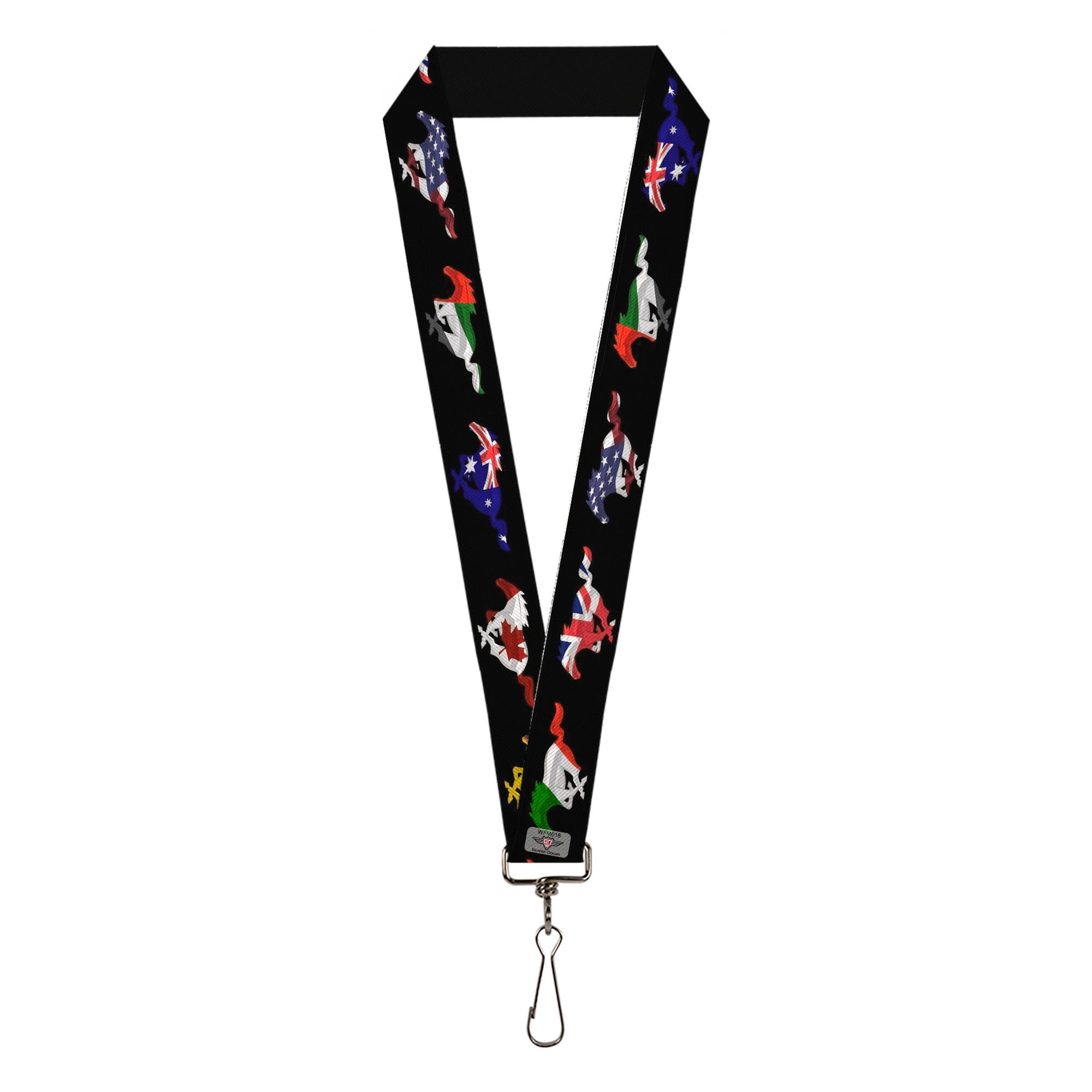 Lanyard - 1.0" - Mustang Silhouette Black International Flags Lanyards Ford