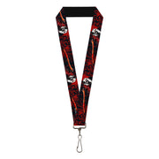 Lanyard - 1.0" - FRIDAY THE 13th/Jason Mask4/Axe Blood Splatter Black/Red/White Lanyards Friday the 13th