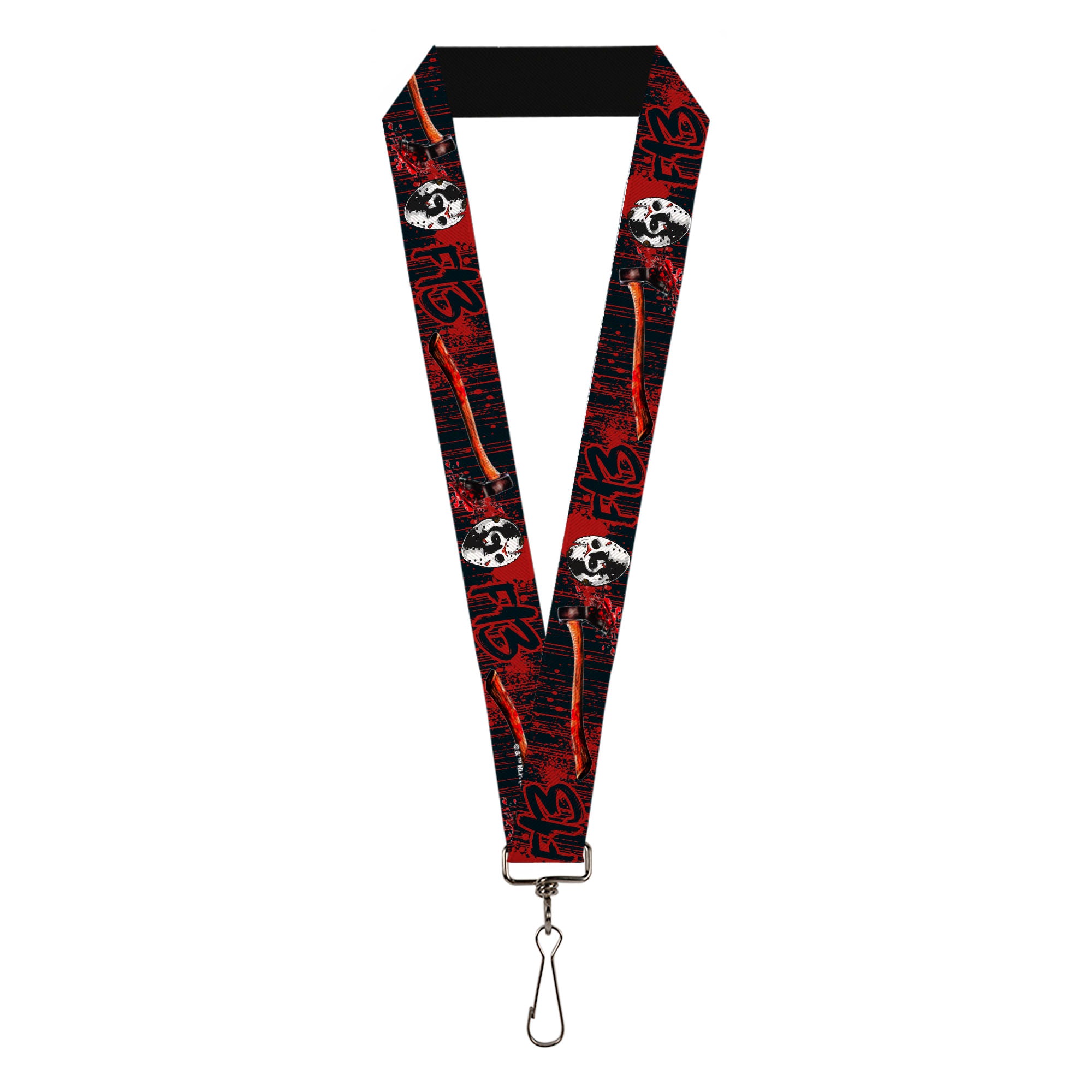 Lanyard - 1.0" - FRIDAY THE 13th/Jason Mask4/Axe Blood Splatter Black/Red/White Lanyards Friday the 13th