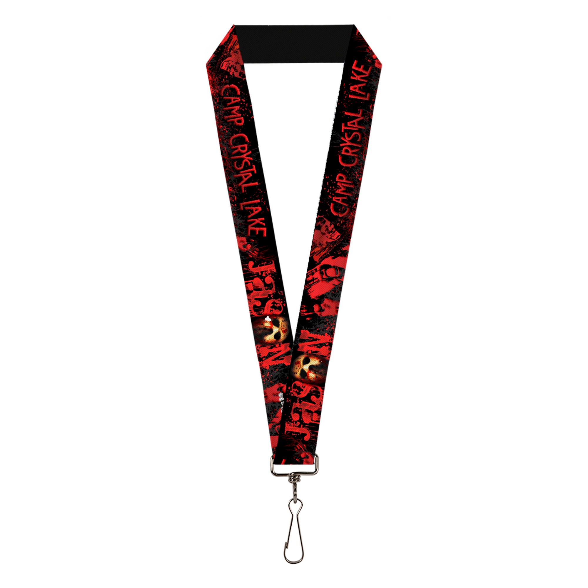 Lanyard - 1.0" - JASON Mask6/CAMP CRYSTAL LAKE/Hand Prints Blood Splatter Black/Reds/Gray Lanyards Friday the 13th
