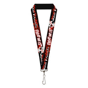 Lanyard - 1.0" - FRIDAY THE 13TH JASON VOORHIES Mask Text Black/Red/White Lanyards Friday the 13th