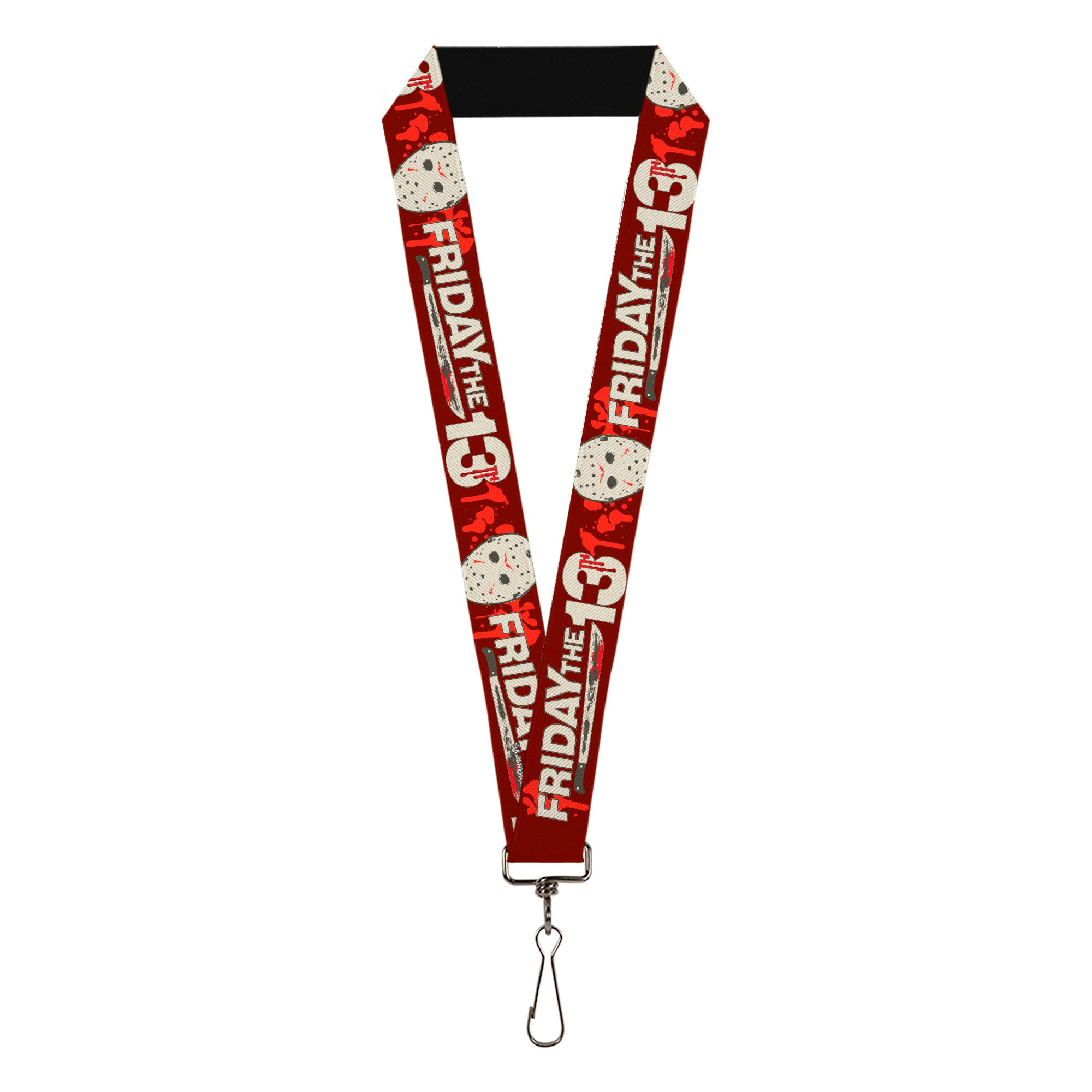 Lanyard - 1.0" - FRIDAY THE 13TH Mask and Machete Icons Red/Pink/White Lanyards Friday the 13th