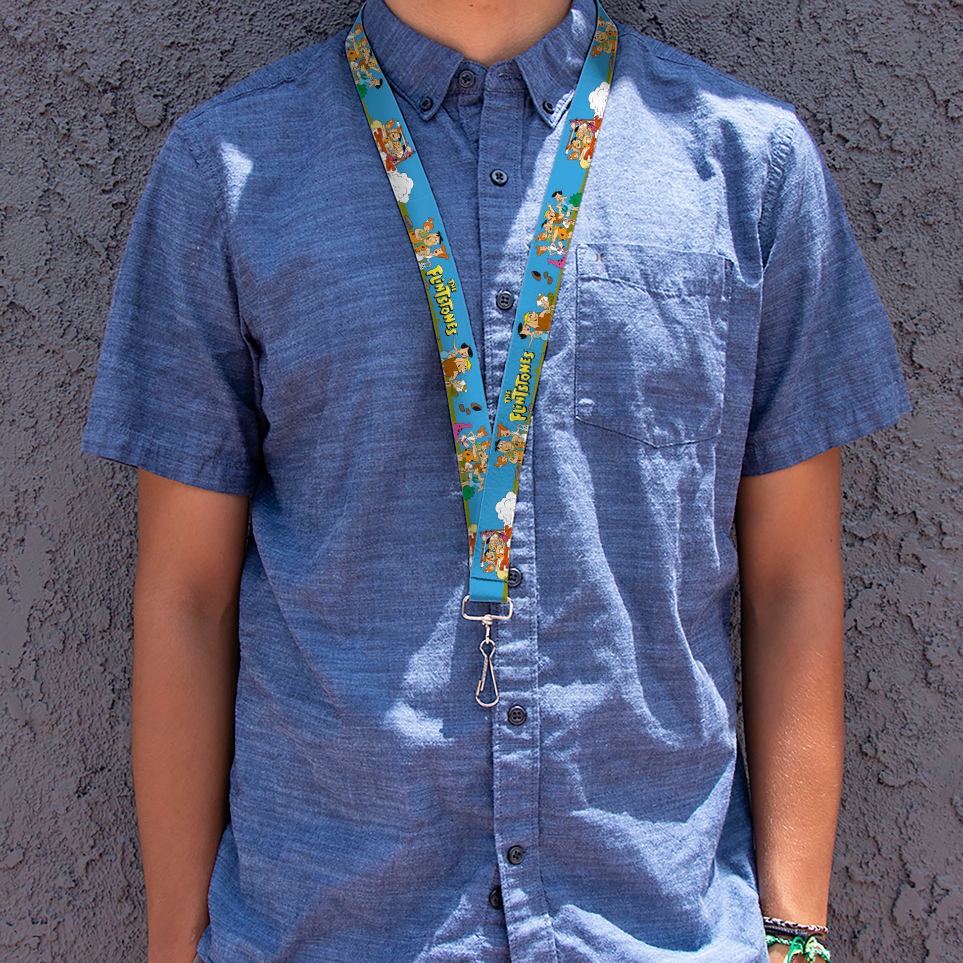 Lanyard - 1.0" - The Flintstones and Rubbles Group Pose/Logo Blue Lanyards The Flintstones