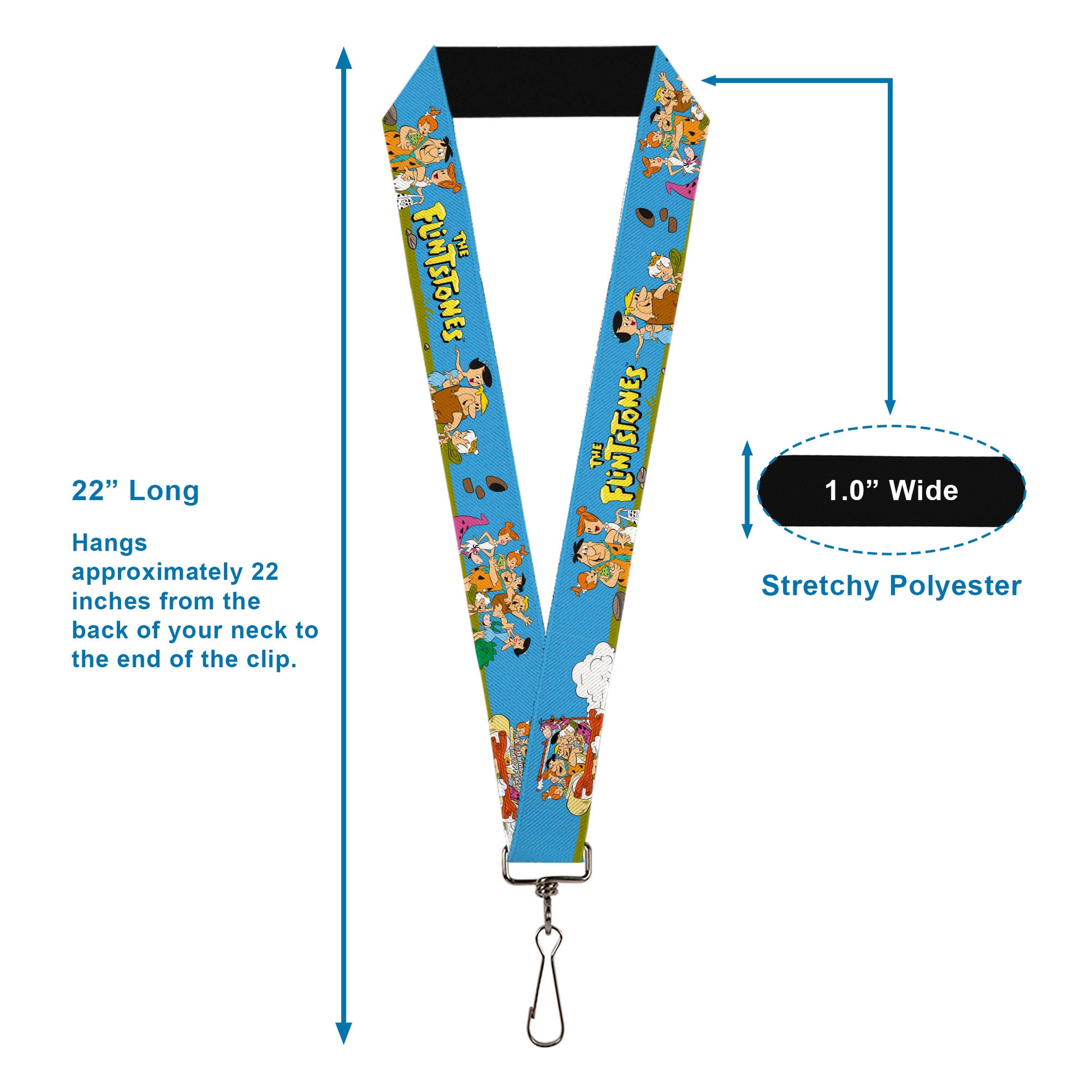 Lanyard - 1.0" - The Flintstones and Rubbles Group Pose/Logo Blue Lanyards The Flintstones
