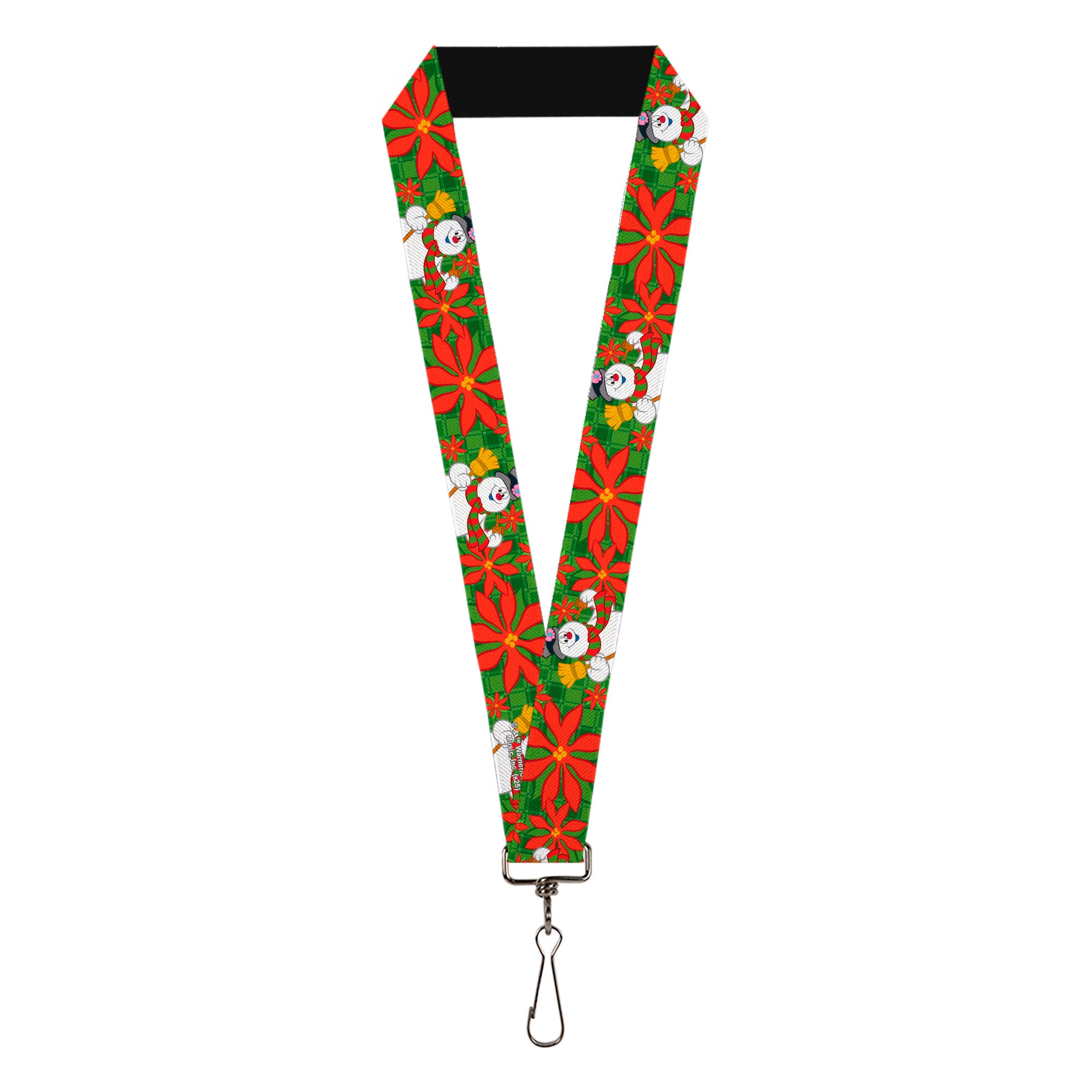 Lanyard - 1.0" - Frosty the Snowman Pose Poinsettia Plaid Collage Greens/Reds Lanyards Frosty the Snowman