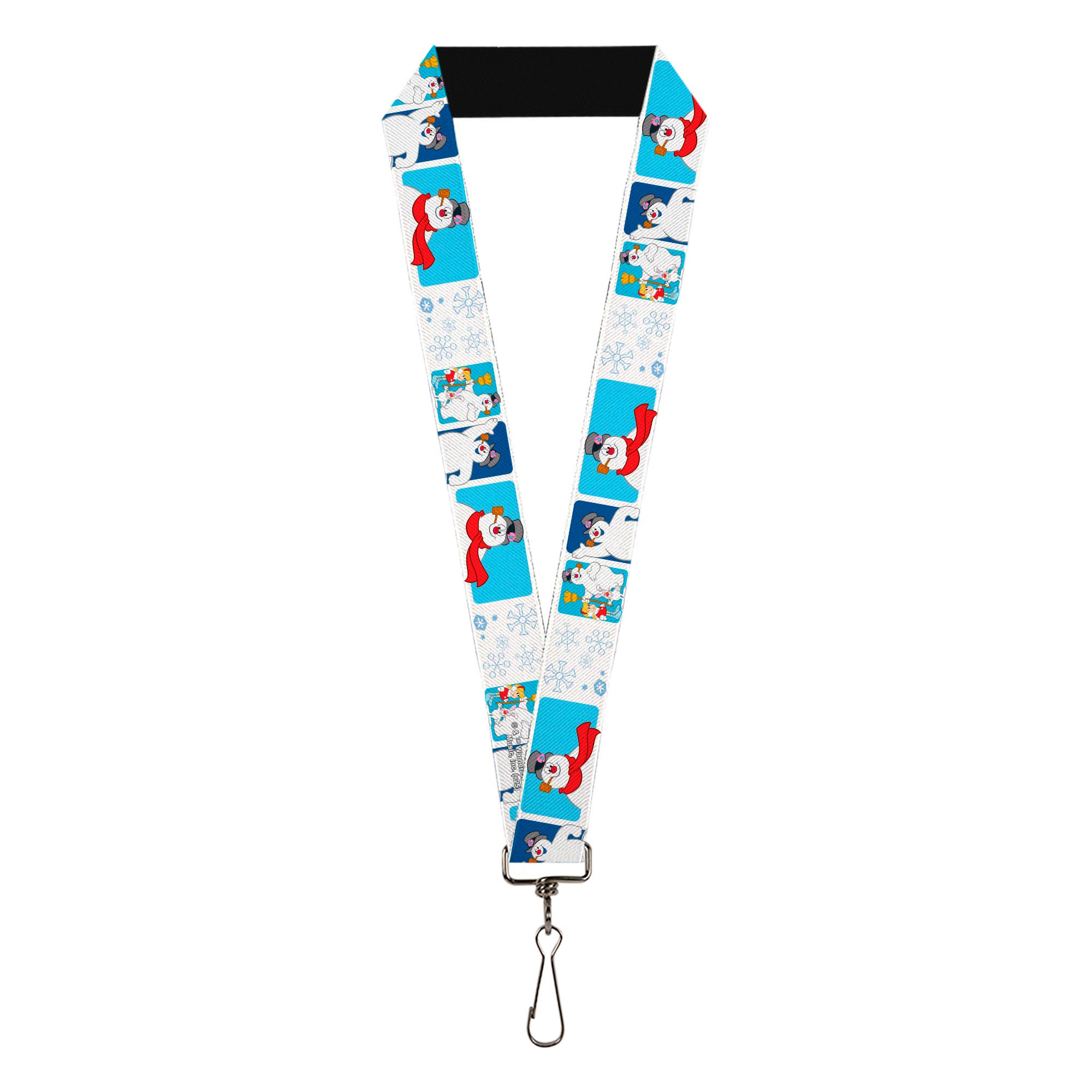 Lanyard - 1.0" - Frosty the Snowman Pose Blocks and Snowflakes White/Blue Lanyards Frosty the Snowman